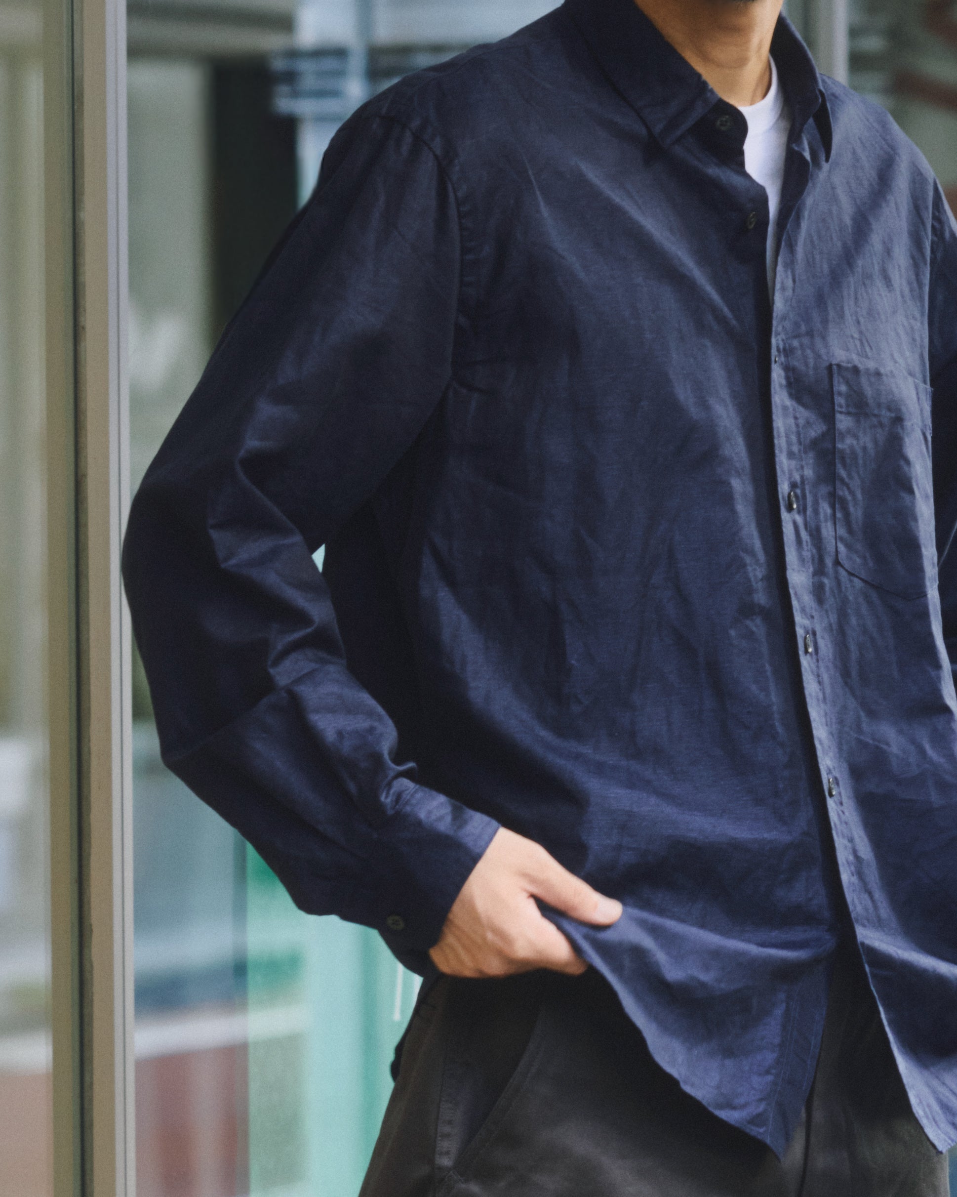 S H | Cotton/Linen Regular Collar Shirt – Keylime Tokyo