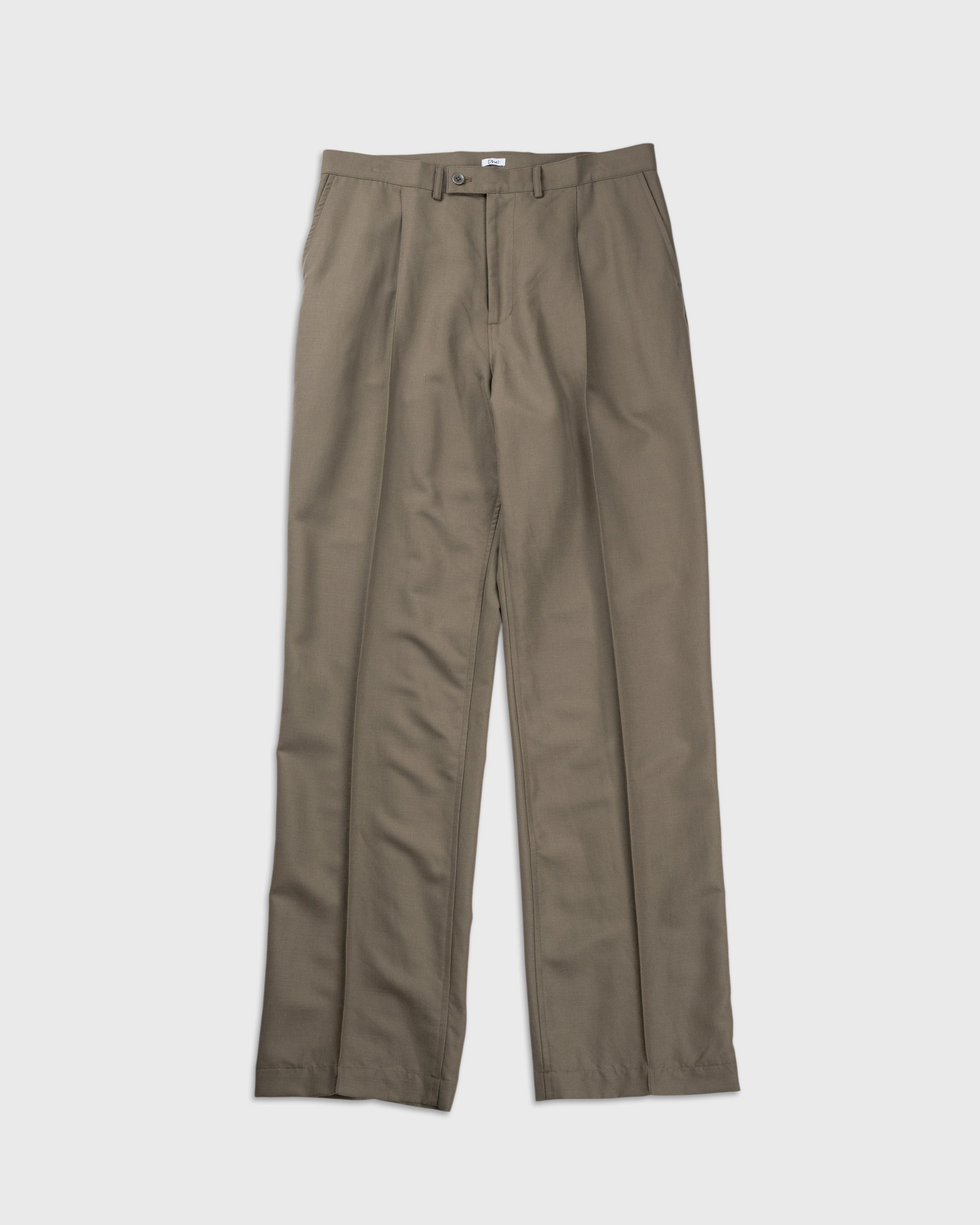 dhal ダル　キムホノ　シルクパンツ Dhal Wool Tropical Center Press Pants, Grey – Keylime Tokyo