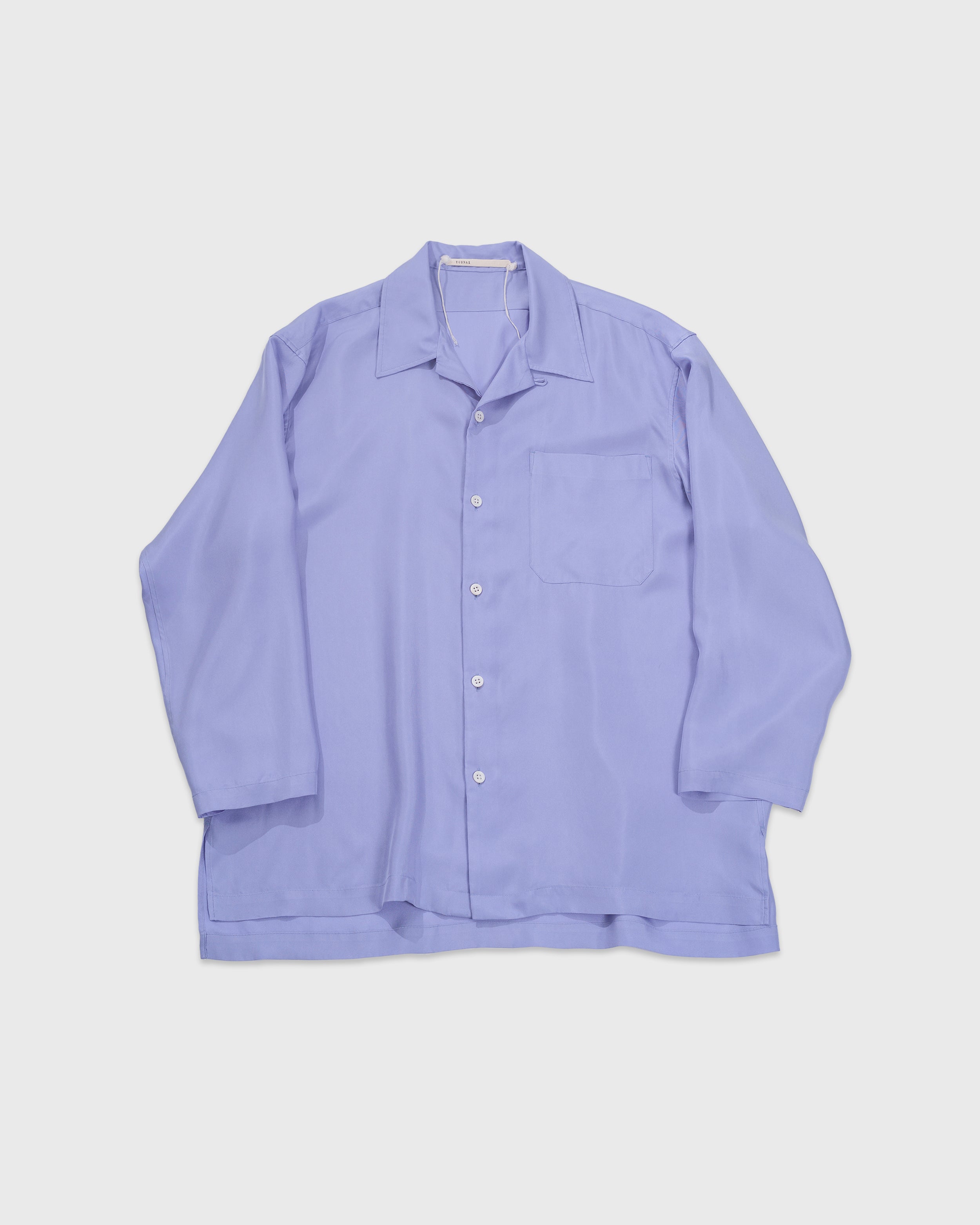 TOHNAI Washed Silk Open Collar Shirt, Blue – Keylime Tokyo