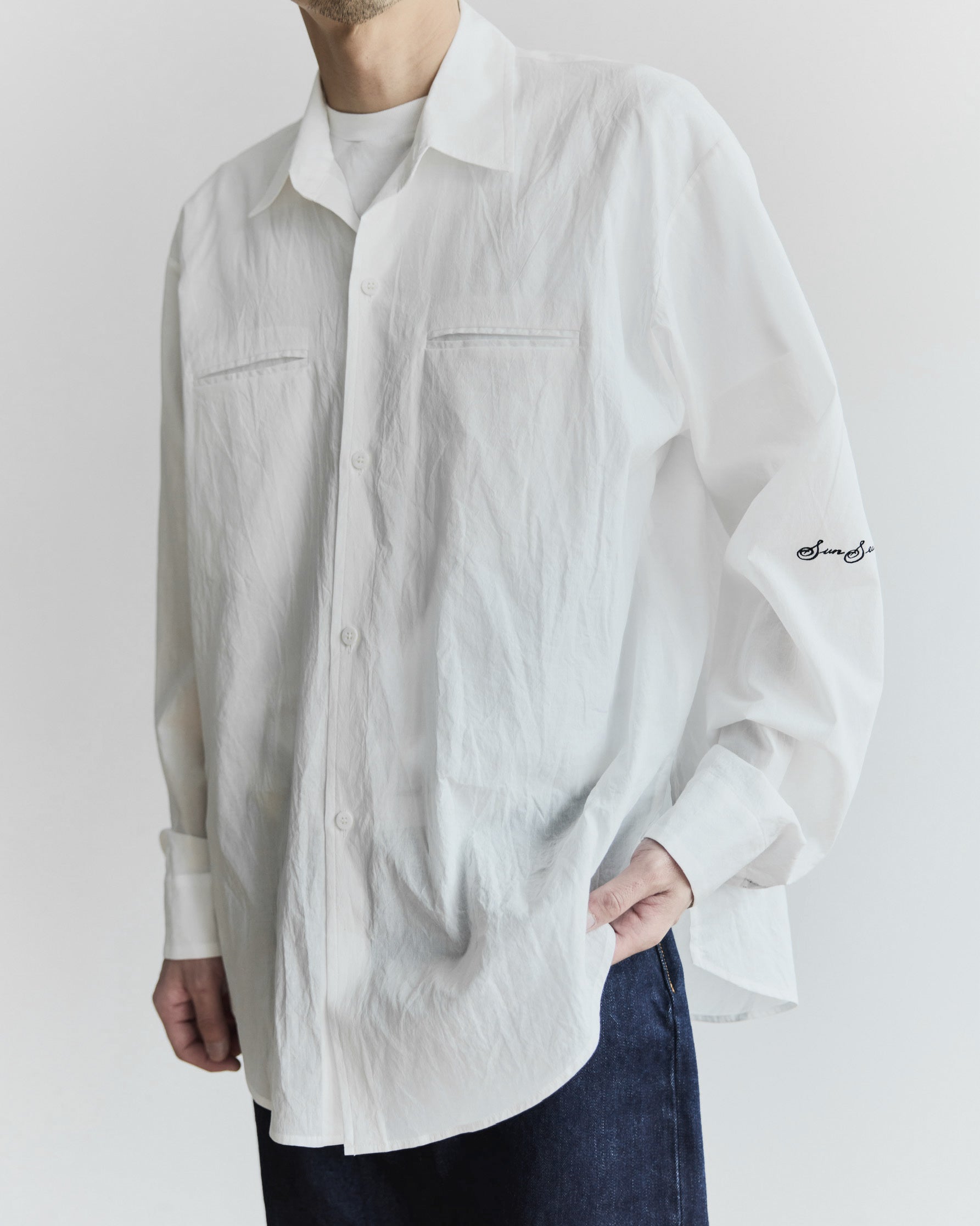 SUNSEA 3011 SHRINKAGE COTTON SHIRT, White – Keylime Tokyo