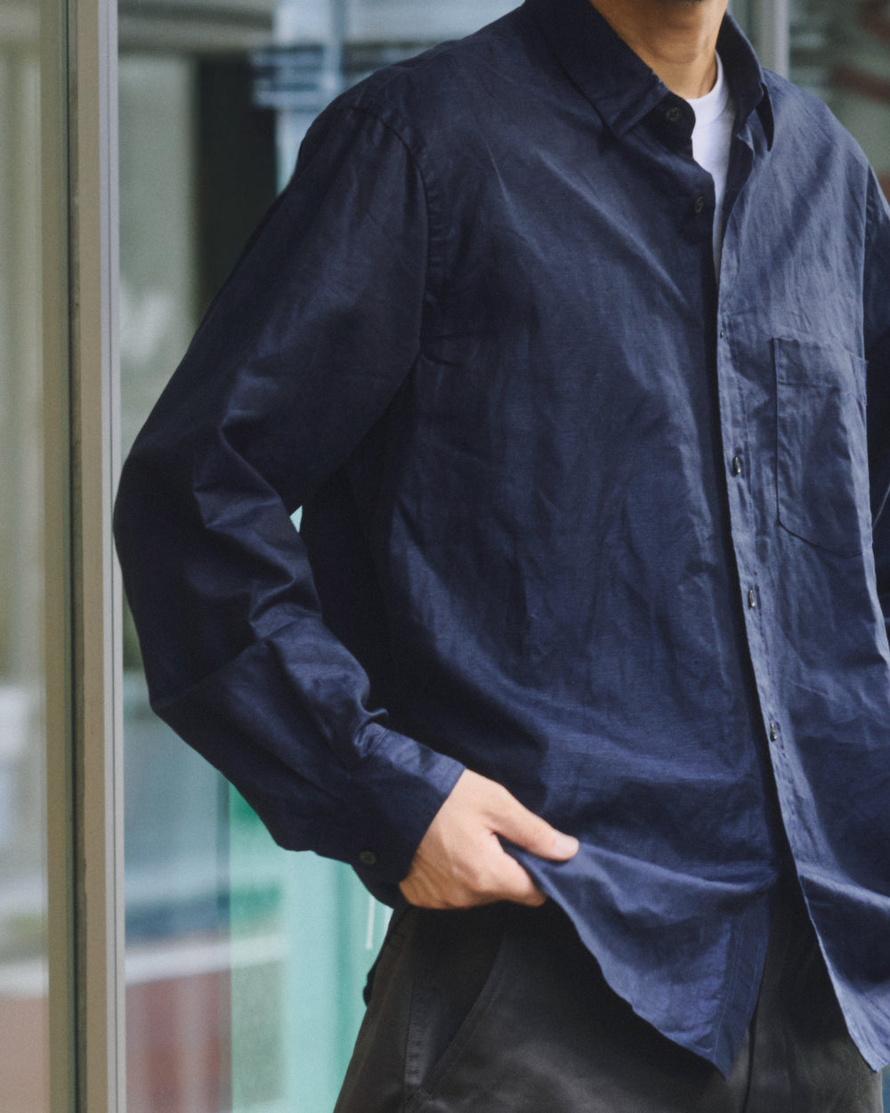 S H | Cotton/Linen Regular Collar  Shirt