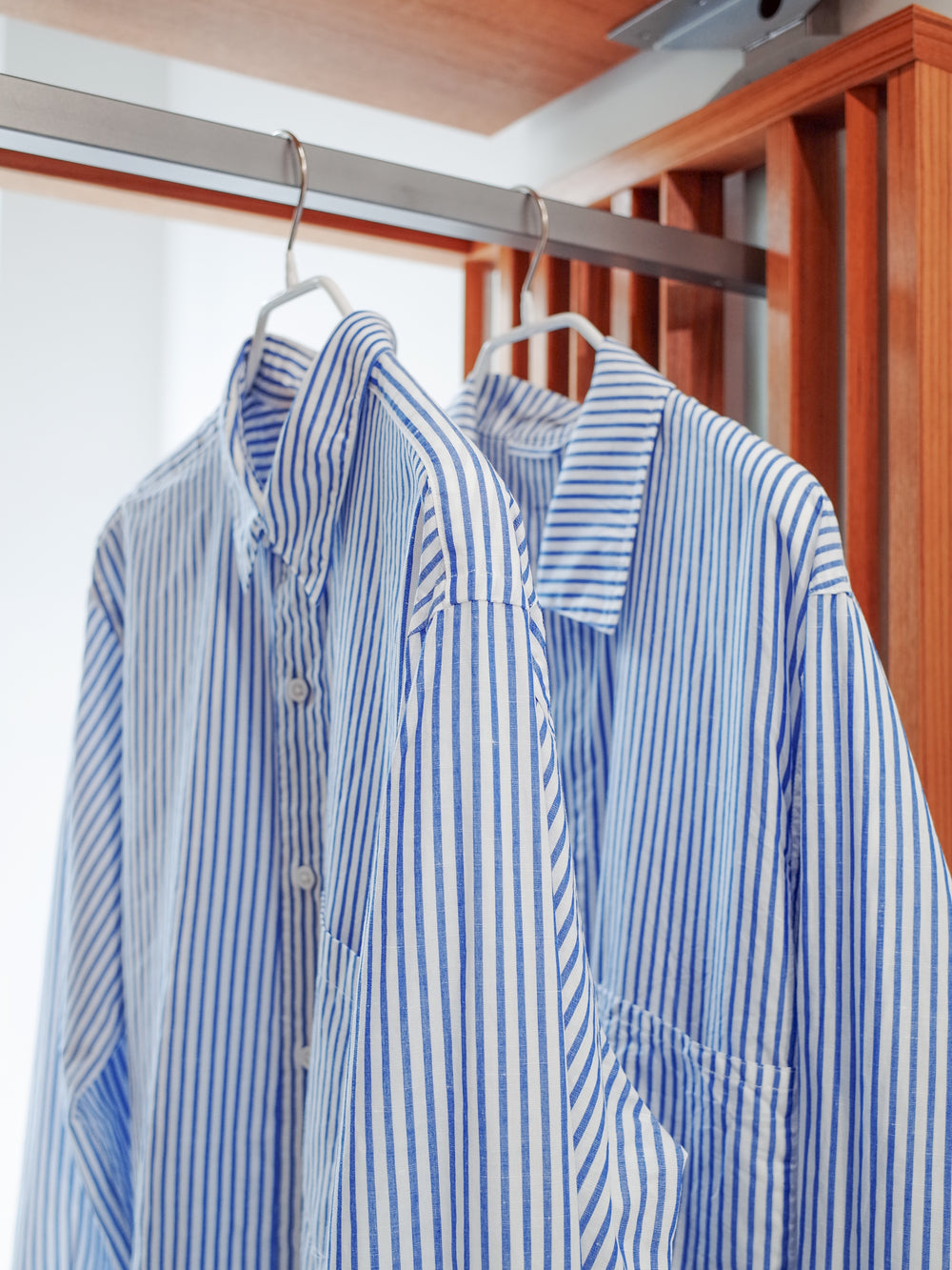 S H Cotton/Linen Blue Stripe