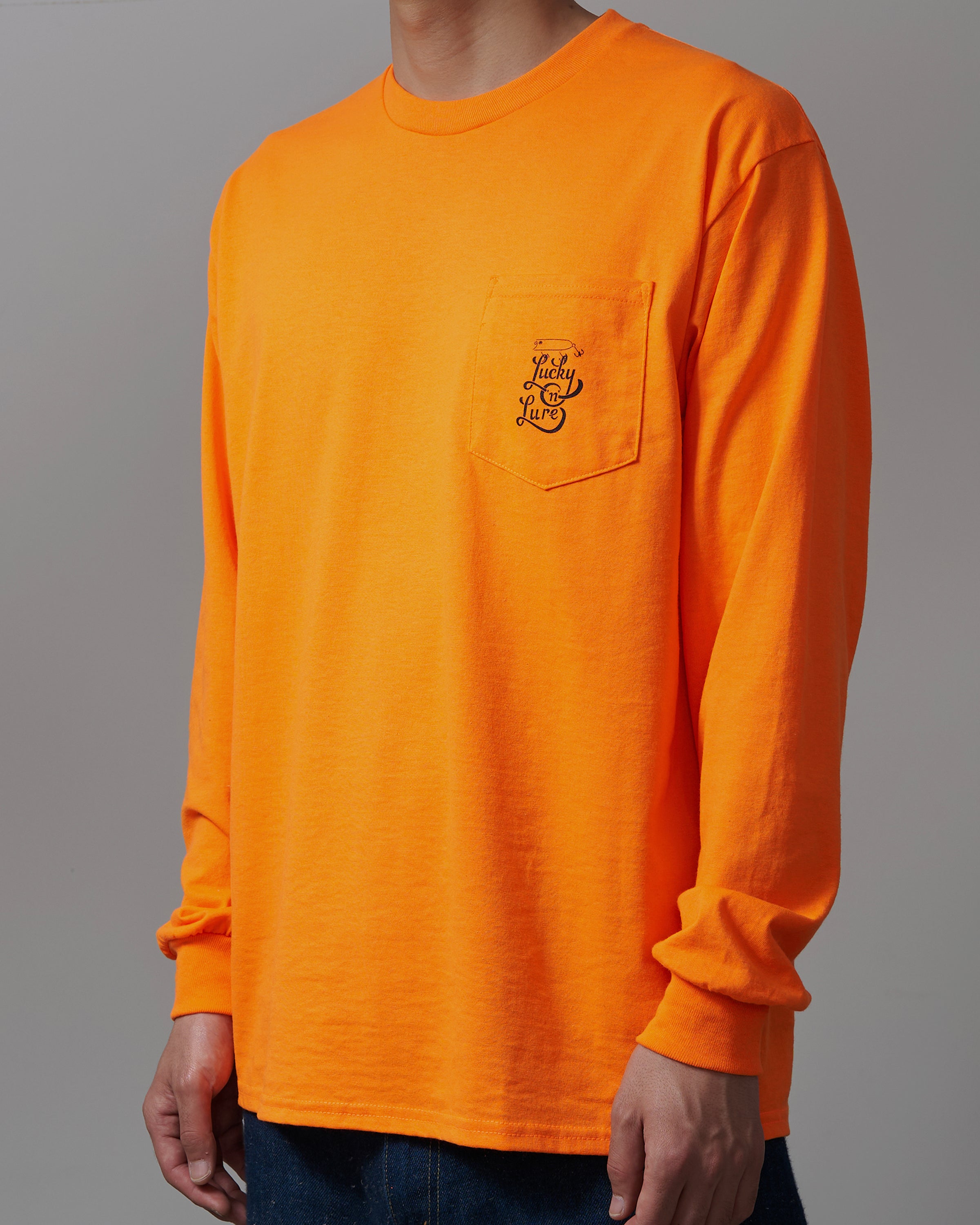 Lucky ‘n’ Lure Pocket Tee Long Sleeve, Orange