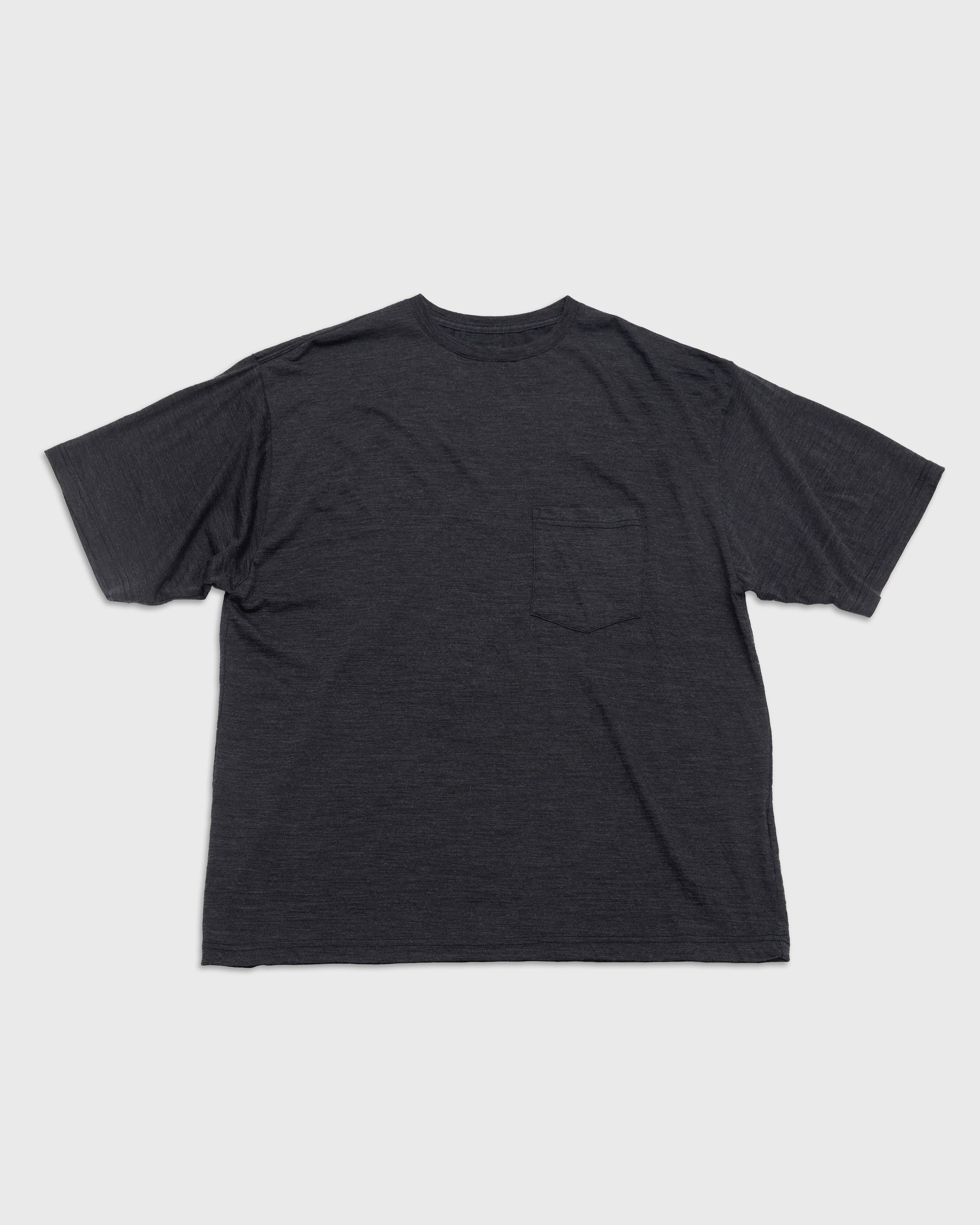 1027 Super 120's TOP Wool Jersey Short Sleeve Pocket Tee, Charcoal