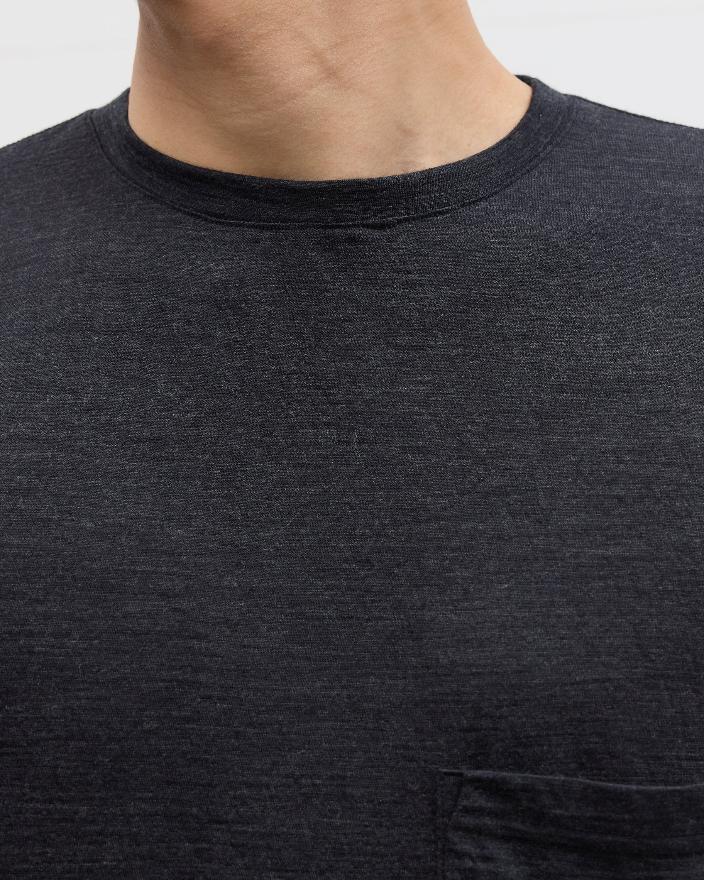 1027 Super 120's TOP Wool Jersey Short Sleeve Pocket Tee, Charcoal