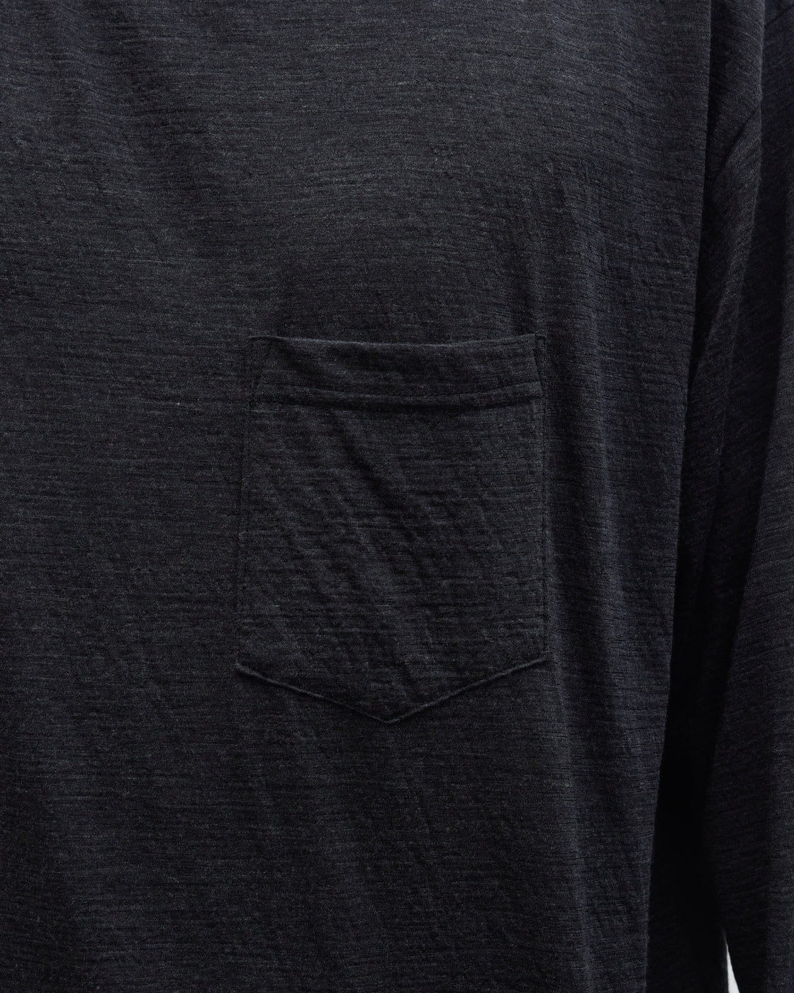 1027 Super 120's TOP Wool Jersey Long Sleeve Pocket Tee, Charcoal