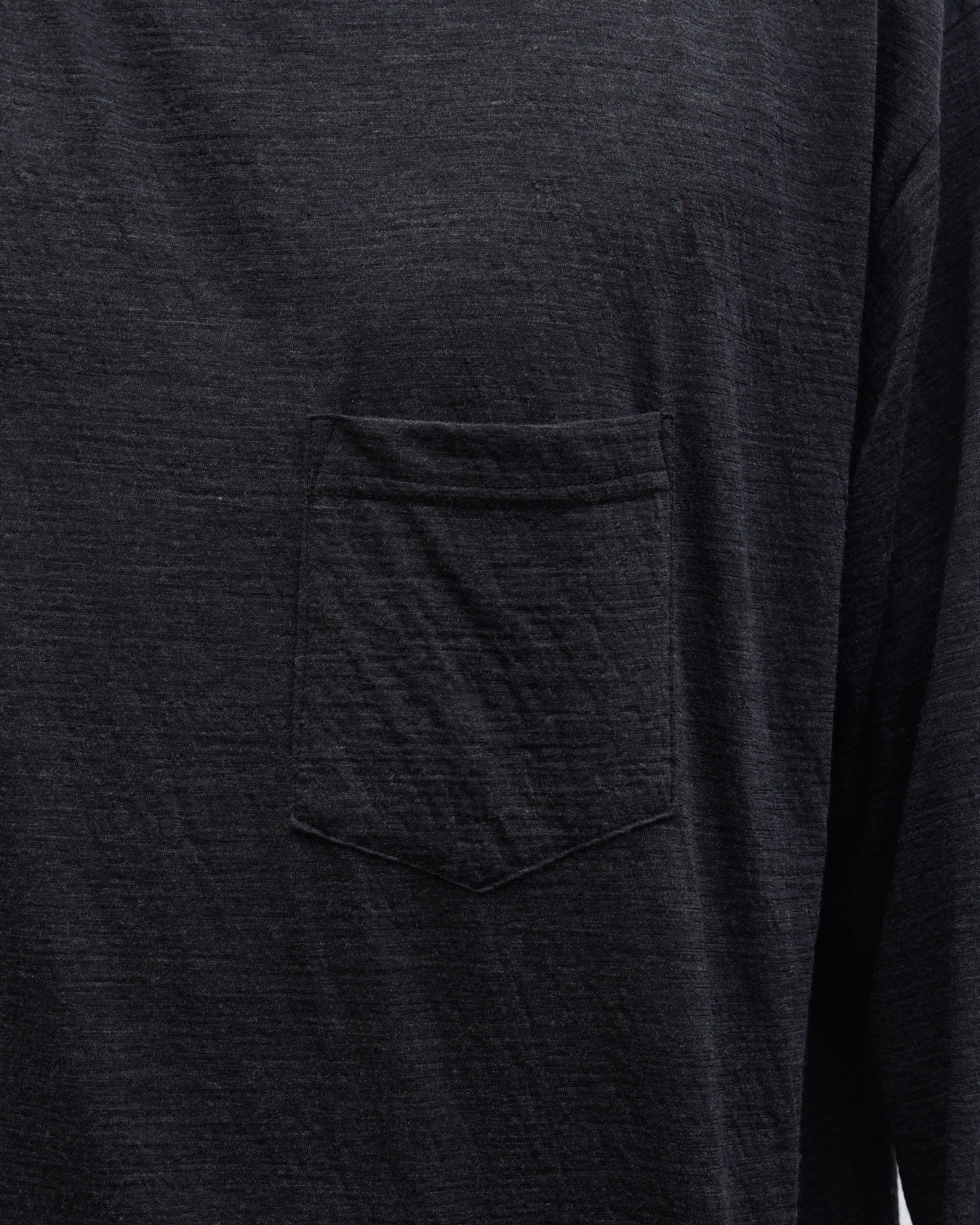 1027 Super 120's TOP Wool Jersey Long Sleeve Pocket Tee, Charcoal