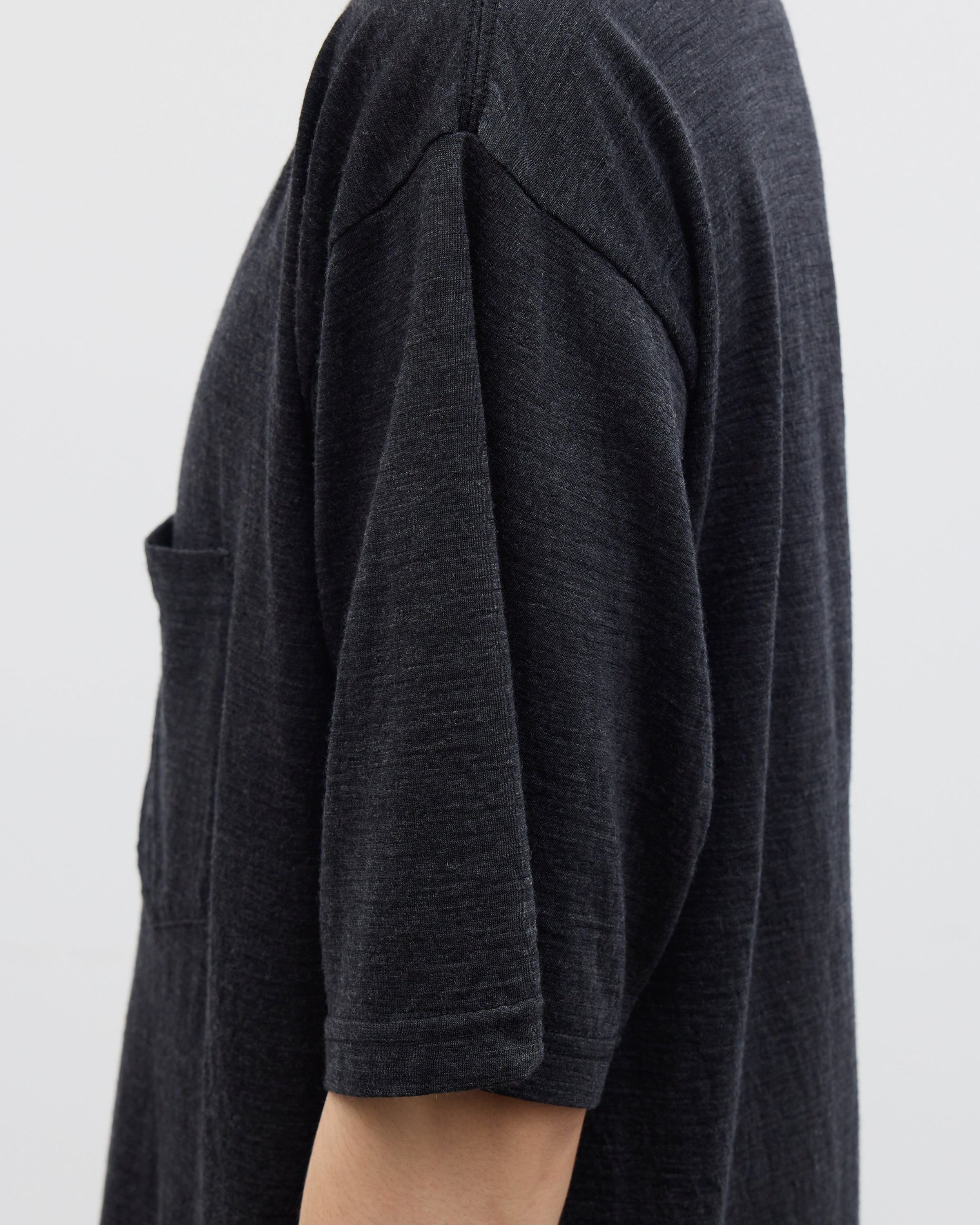 1027 Super 120's TOP Wool Jersey Short Sleeve Pocket Tee, Charcoal