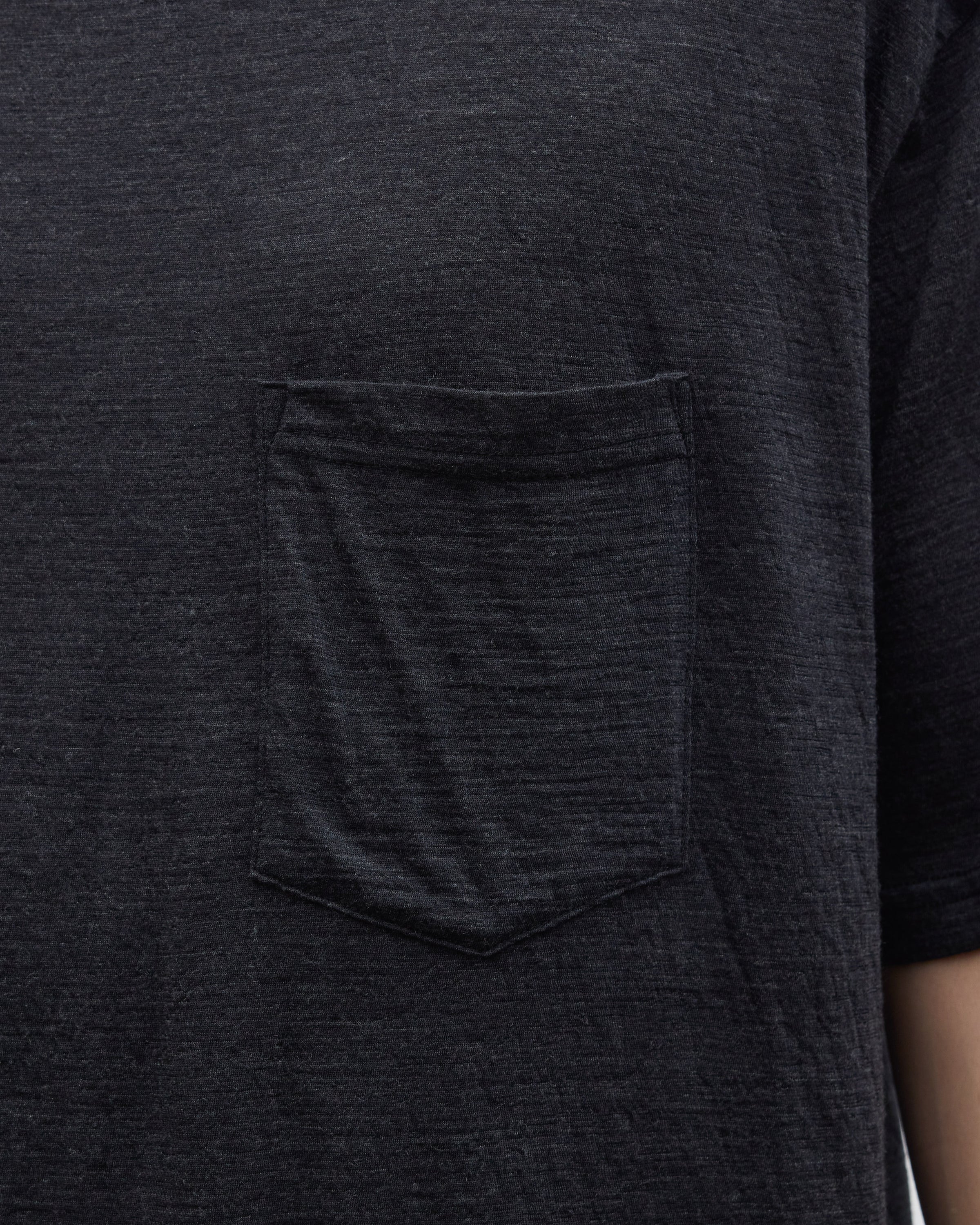 1027 Super 120's TOP Wool Jersey Short Sleeve Pocket Tee, Charcoal