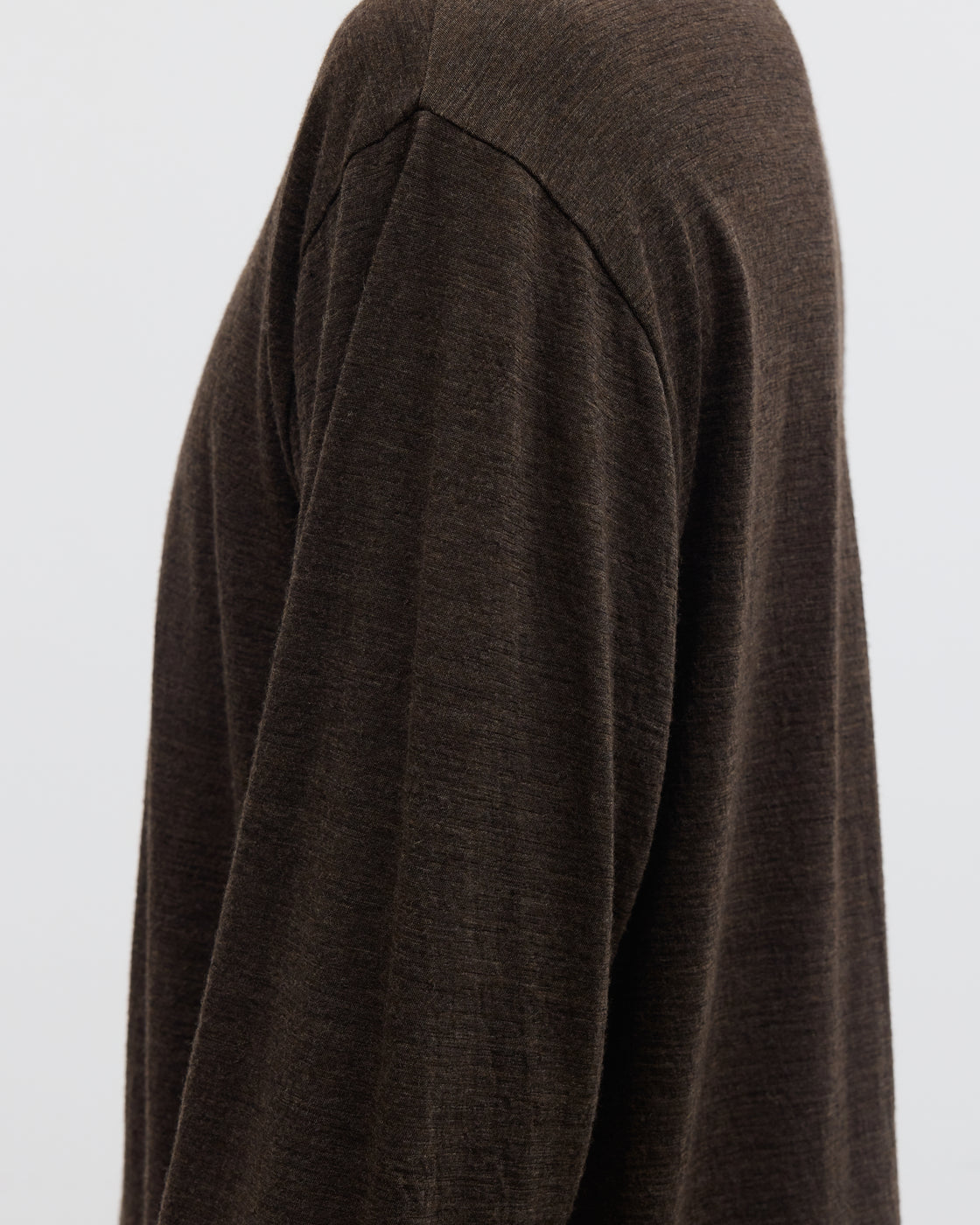 1027 Super 120's TOP Wool Jersey Long Sleeve Polo Shirt, Brown