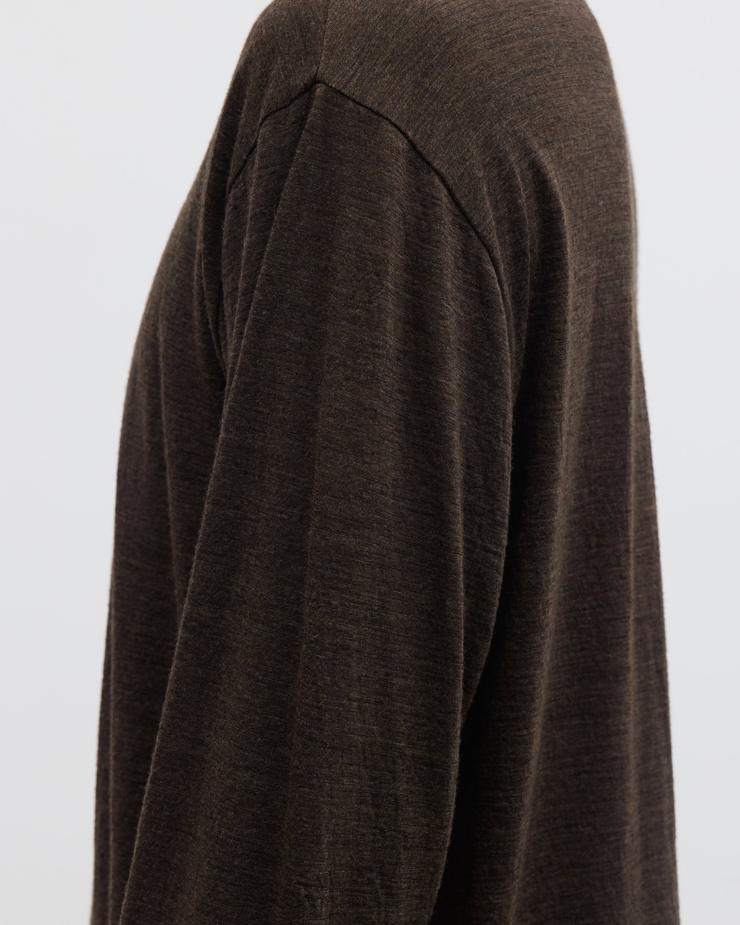 1027 Super 120's TOP Wool Jersey Long Sleeve Polo Shirt, Brown