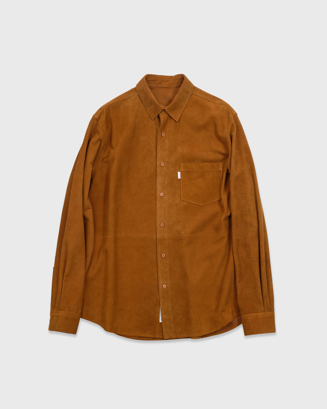 S H GMBT-041 Regular Collar Shirt(Sheep Suede), Camel