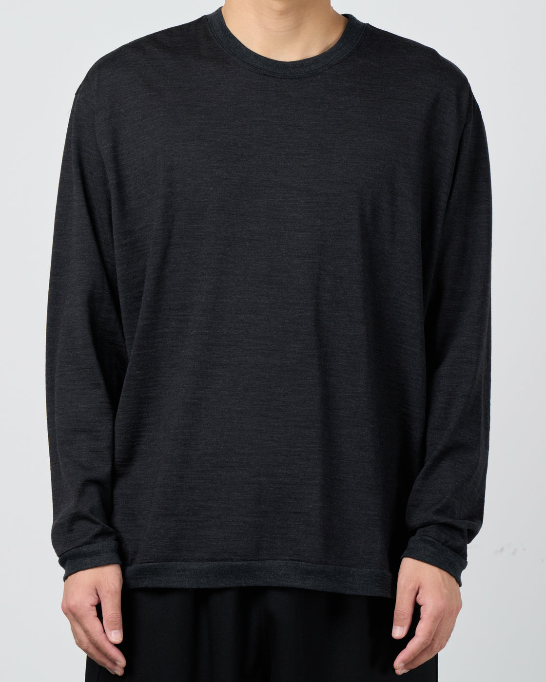 holk Wool Long Sleeve Tee, Charcoal