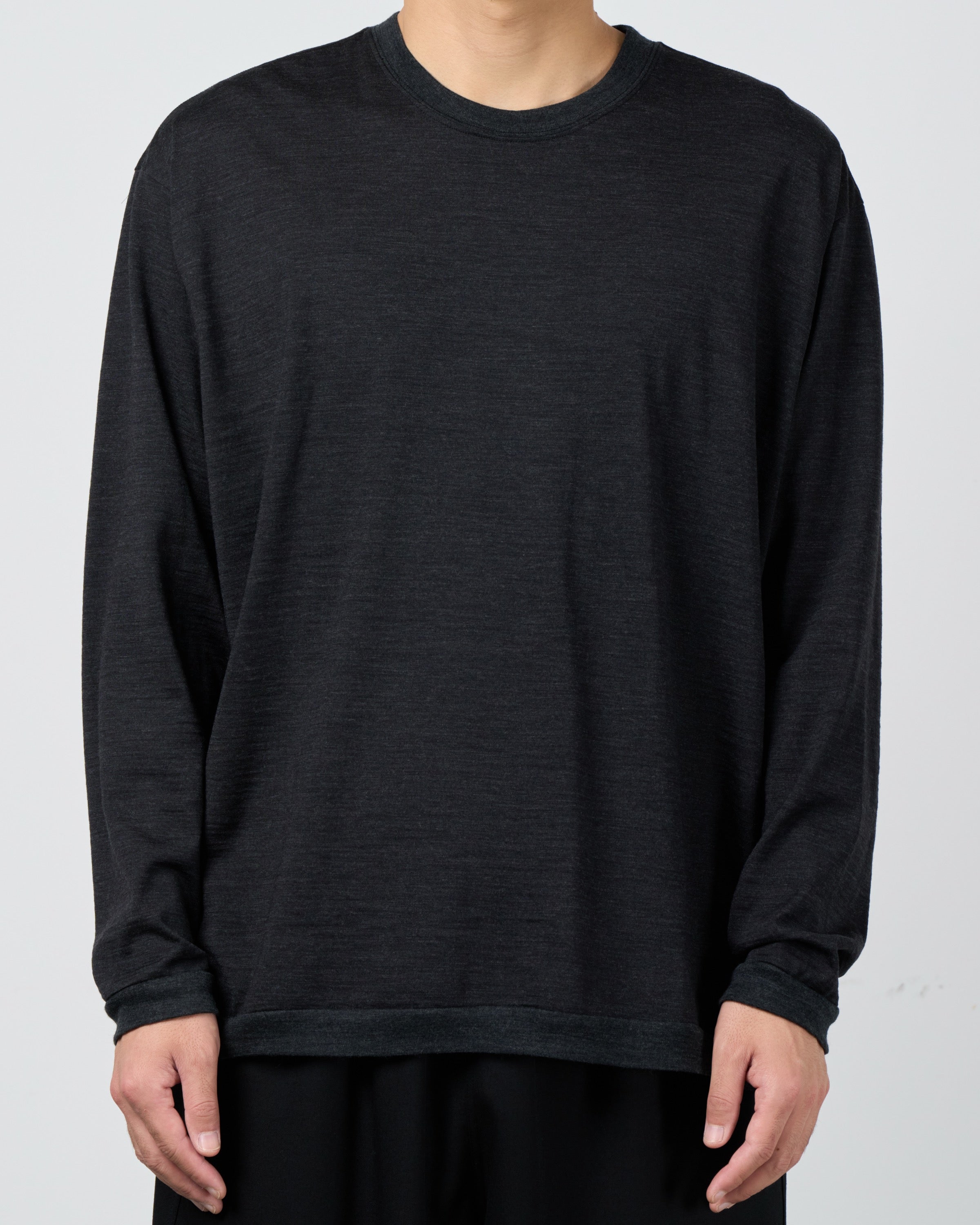 holk Wool Long Sleeve Tee, Charcoal