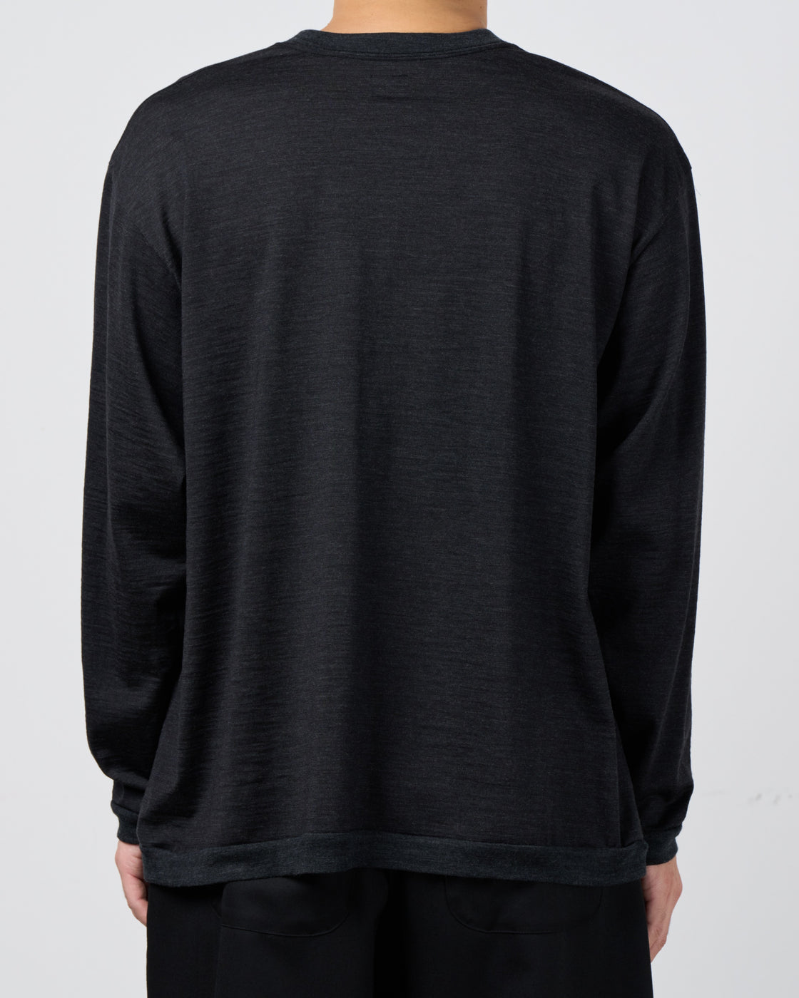 holk Wool Long Sleeve Tee, Charcoal