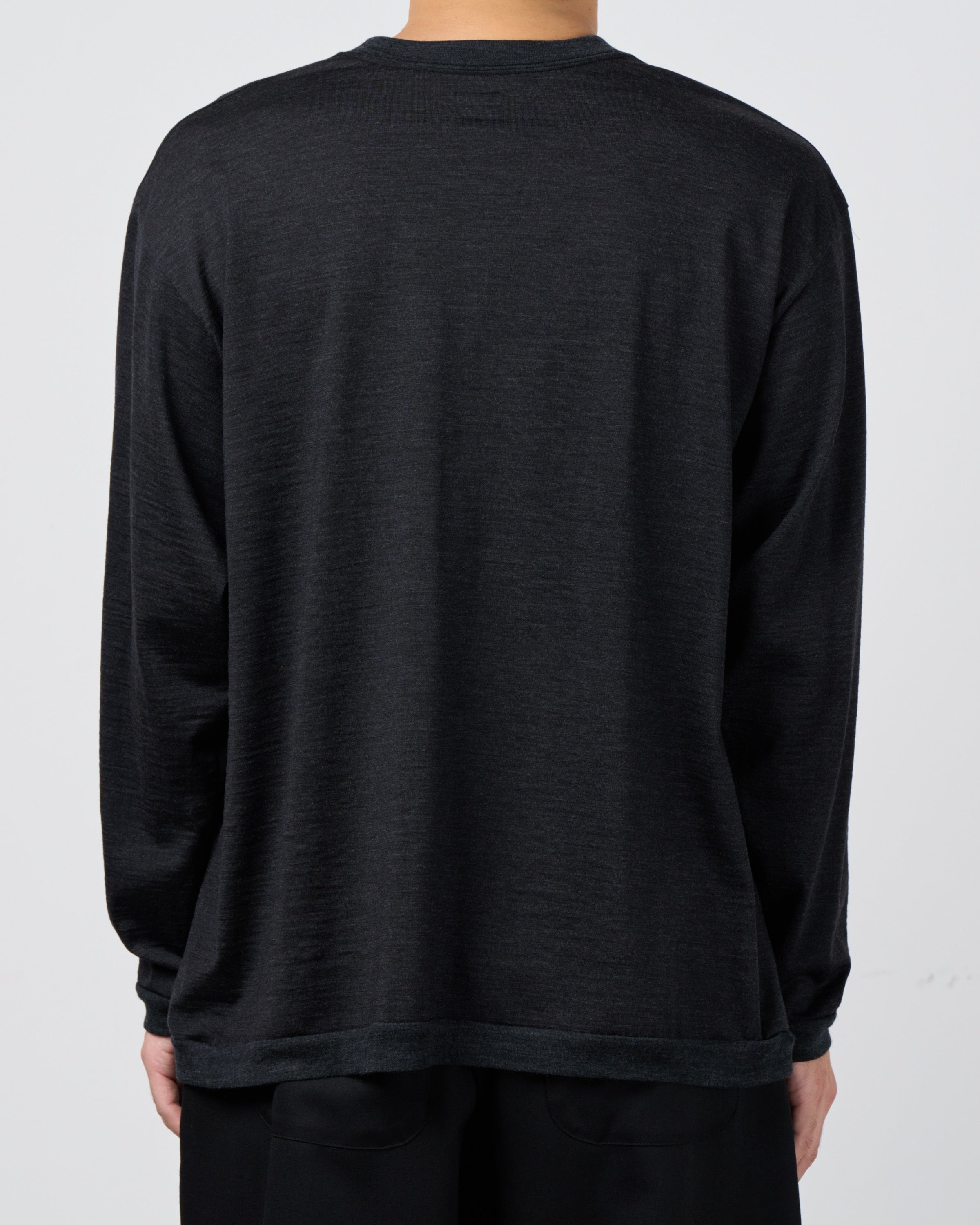 holk Wool Long Sleeve Tee, Charcoal