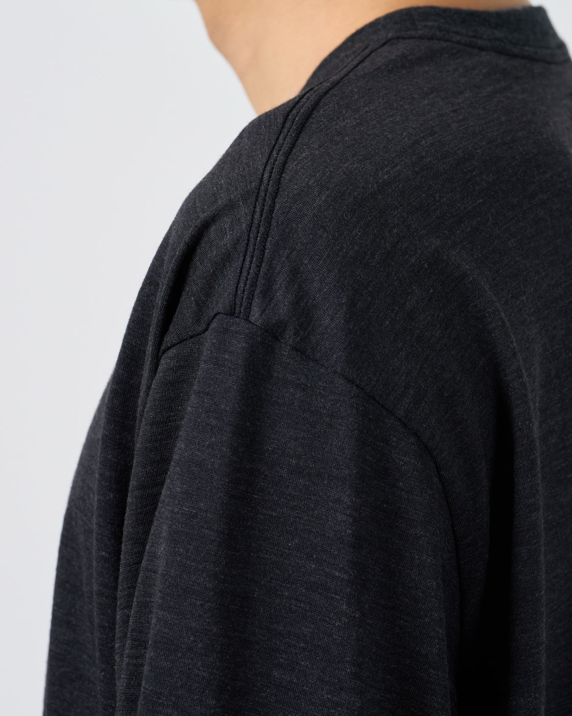 holk Wool Long Sleeve Tee, Charcoal