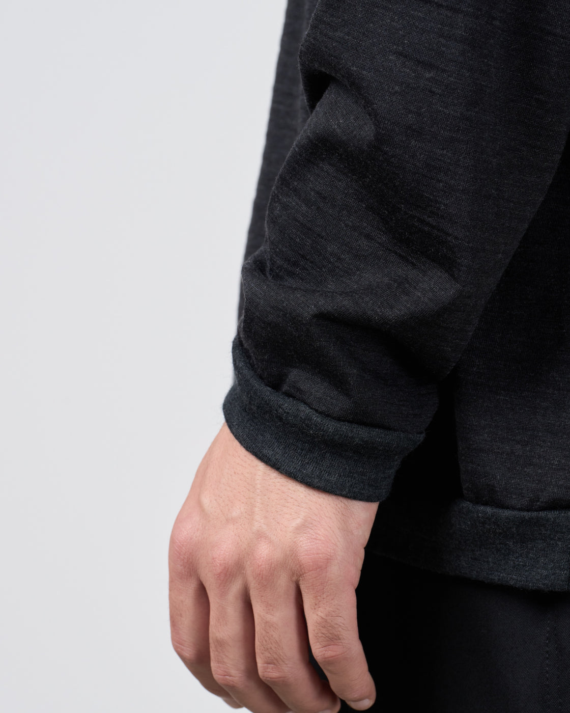 holk Wool Long Sleeve Tee, Charcoal