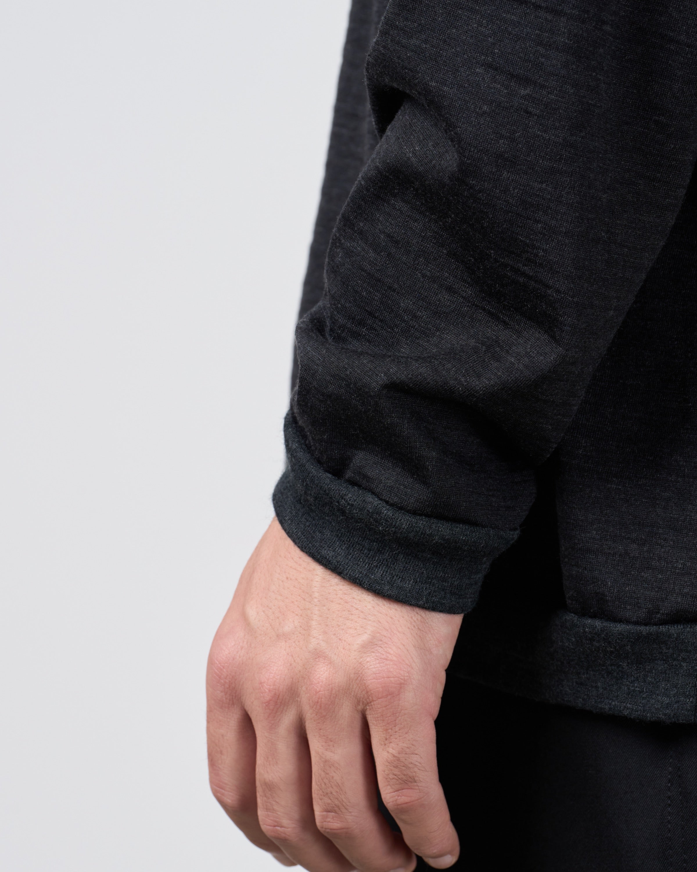 holk Wool Long Sleeve Tee, Charcoal