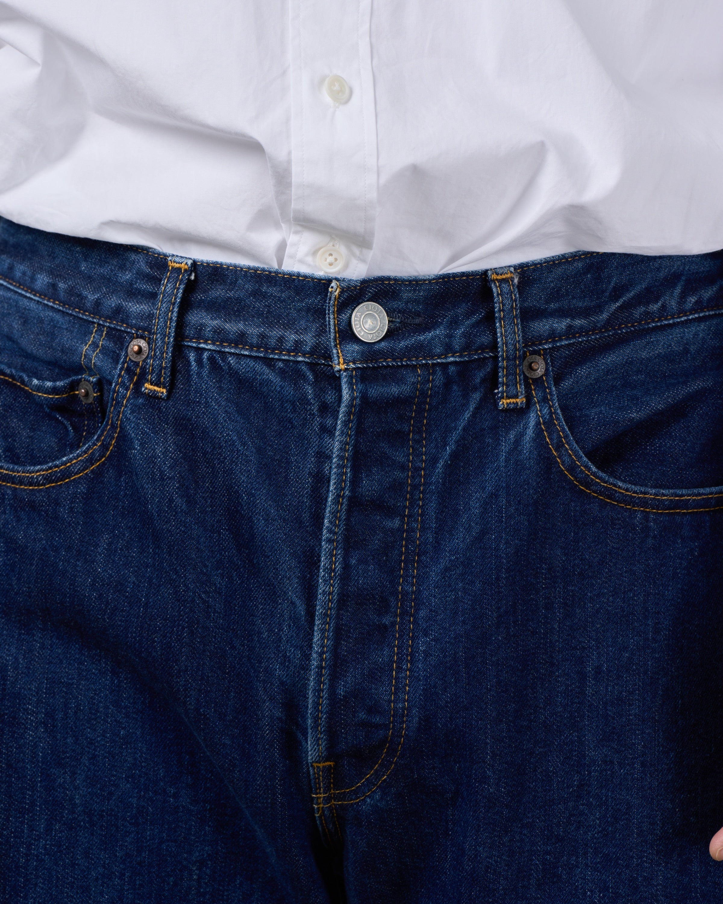 CIOTA Straight 5 Pocket Pants, Dark Blue(Damage)