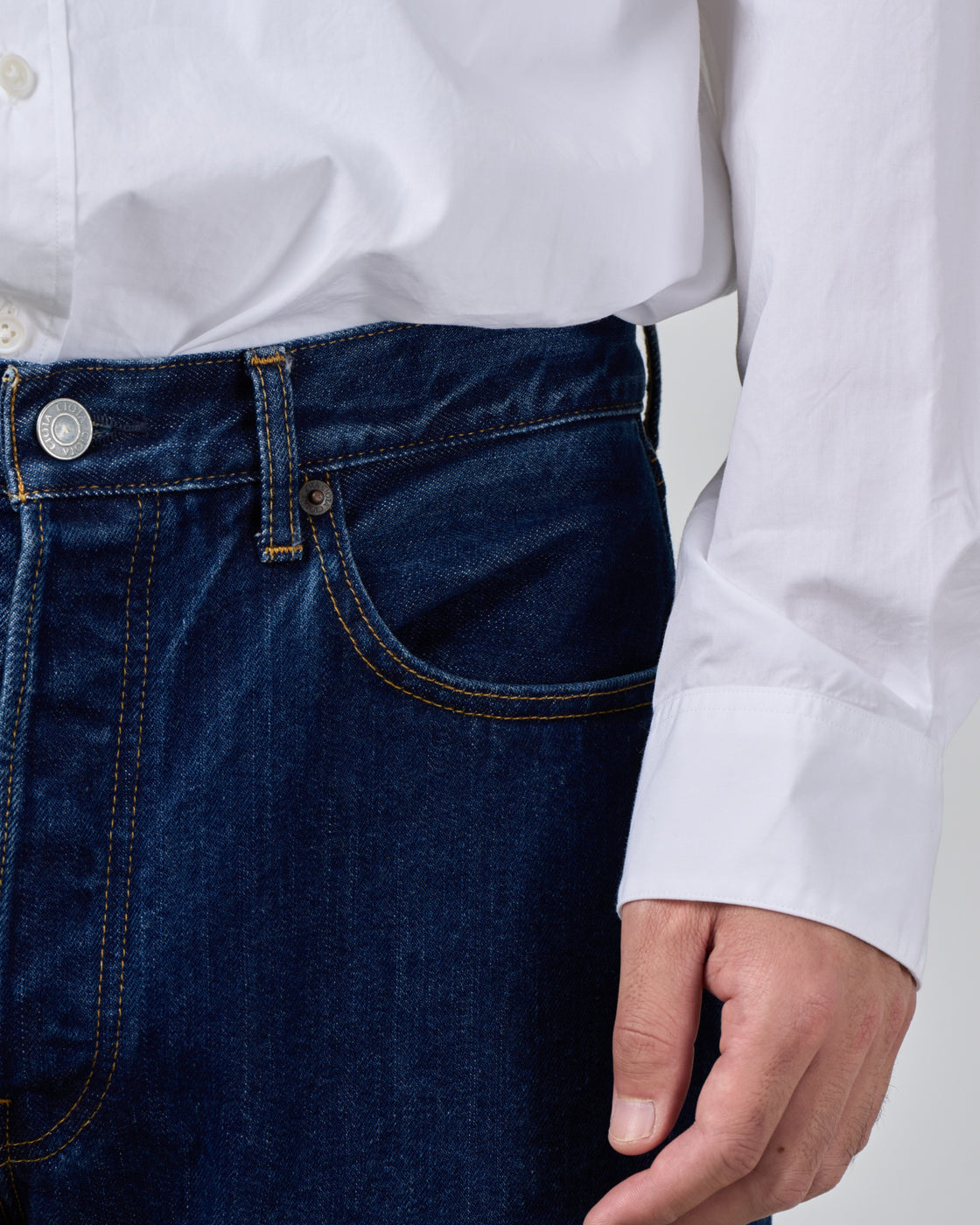 CIOTA Straight 5 Pocket Pants, Dark Blue(Damage)