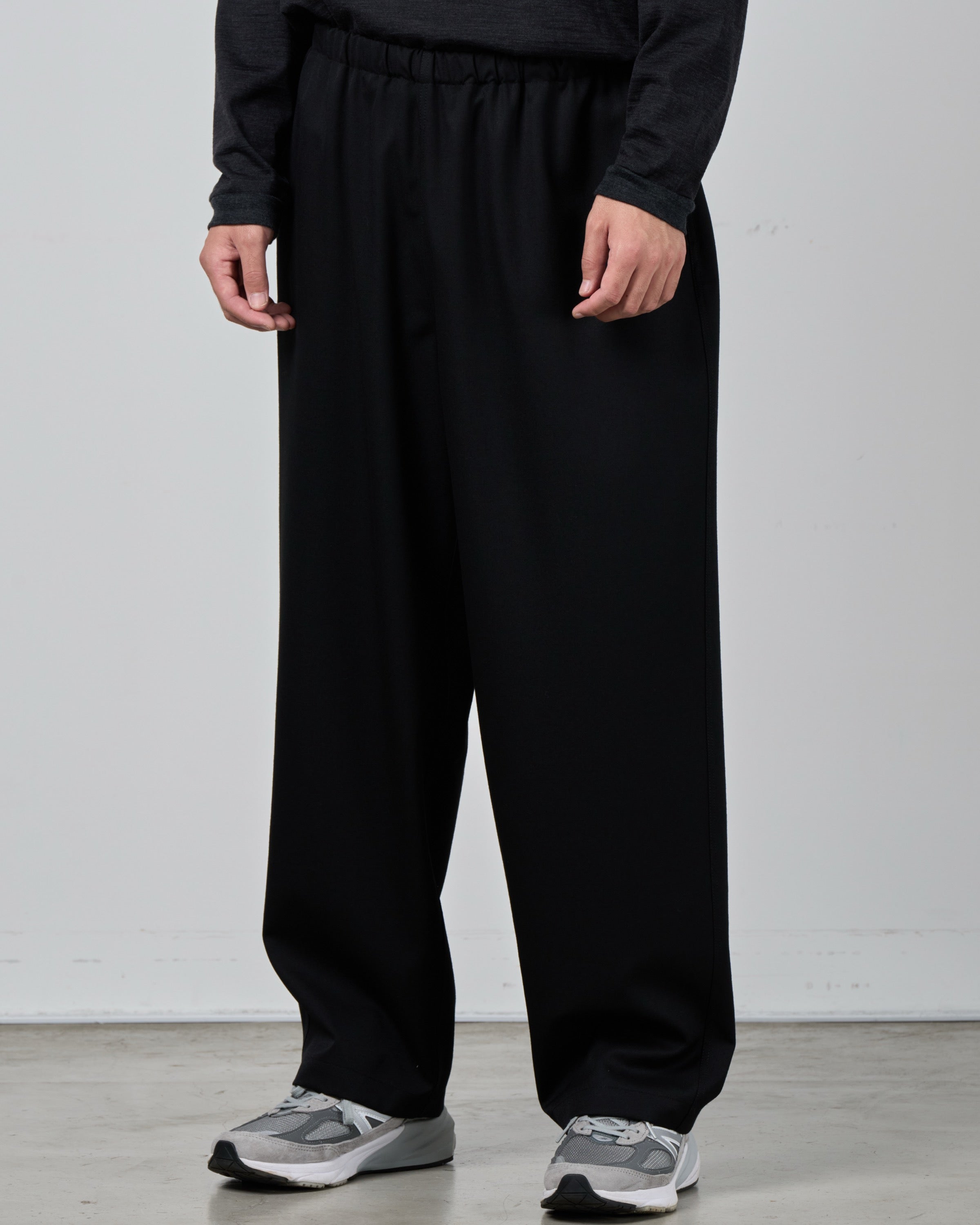holk Wool Gabardine Kung Fu Pants, Black