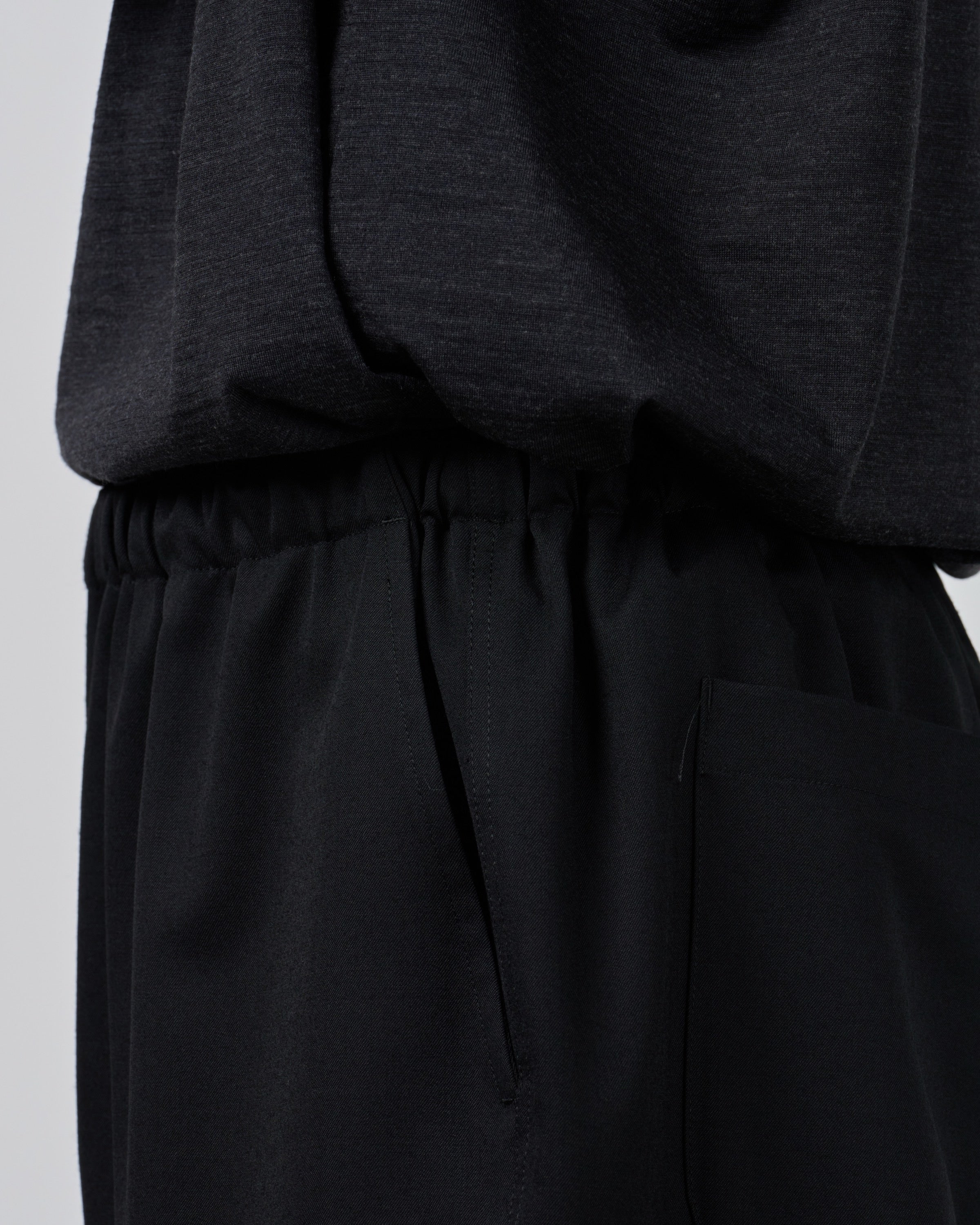 holk Wool Gabardine Kung Fu Pants, Black
