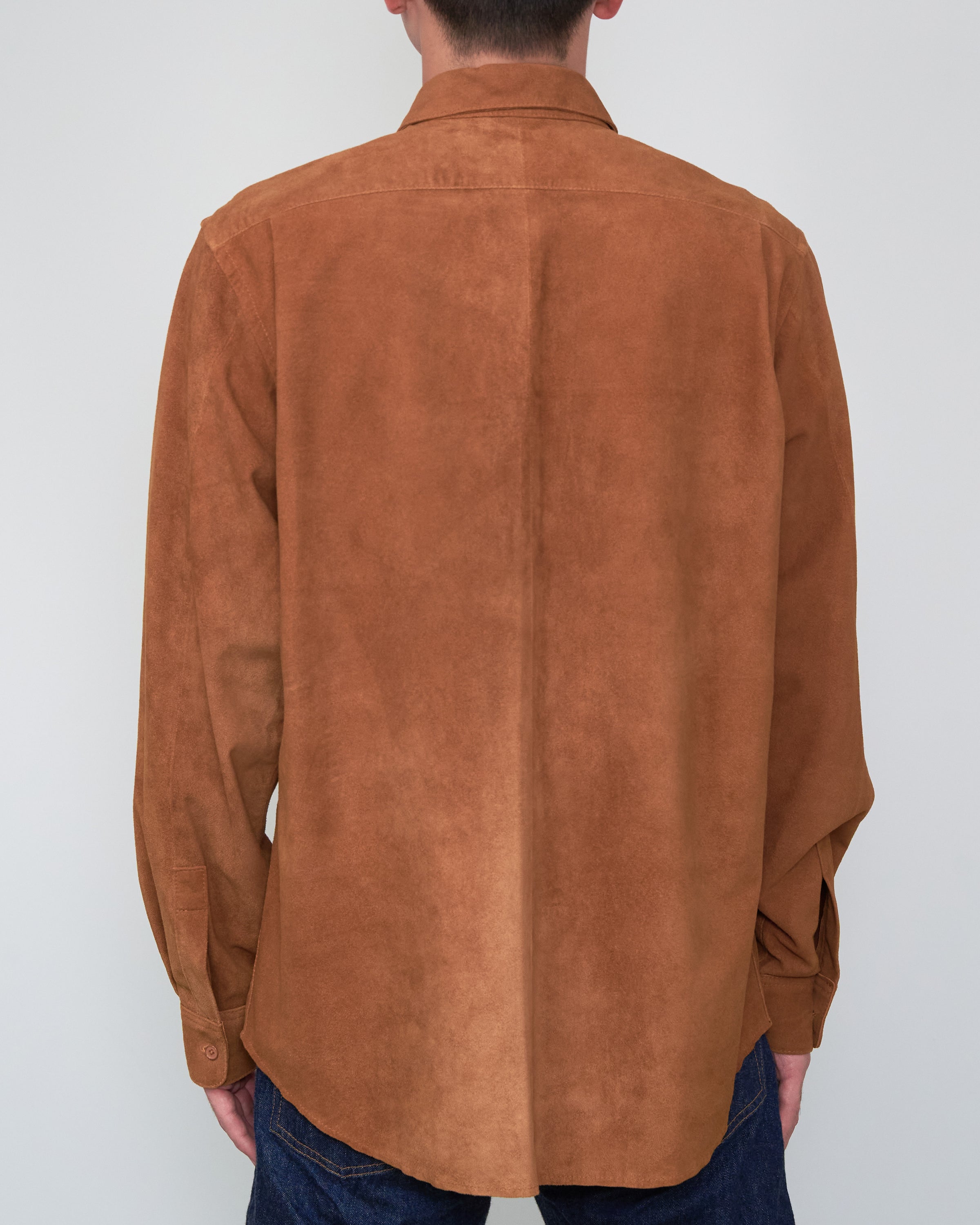 S H GMBT-041 Regular Collar Shirt(Sheep Suede), Camel