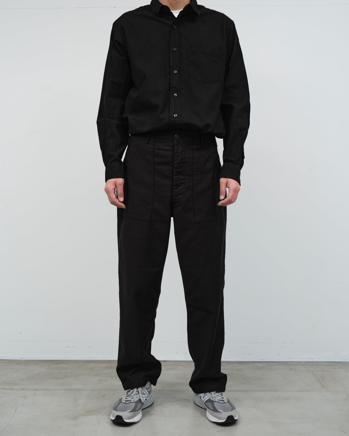 CIOTA Cotton Back Satin Baker Pants(Wide Tapared), Black
