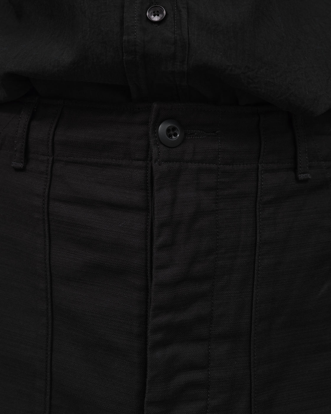CIOTA Cotton Back Satin Baker Pants(Wide Tapared), Black