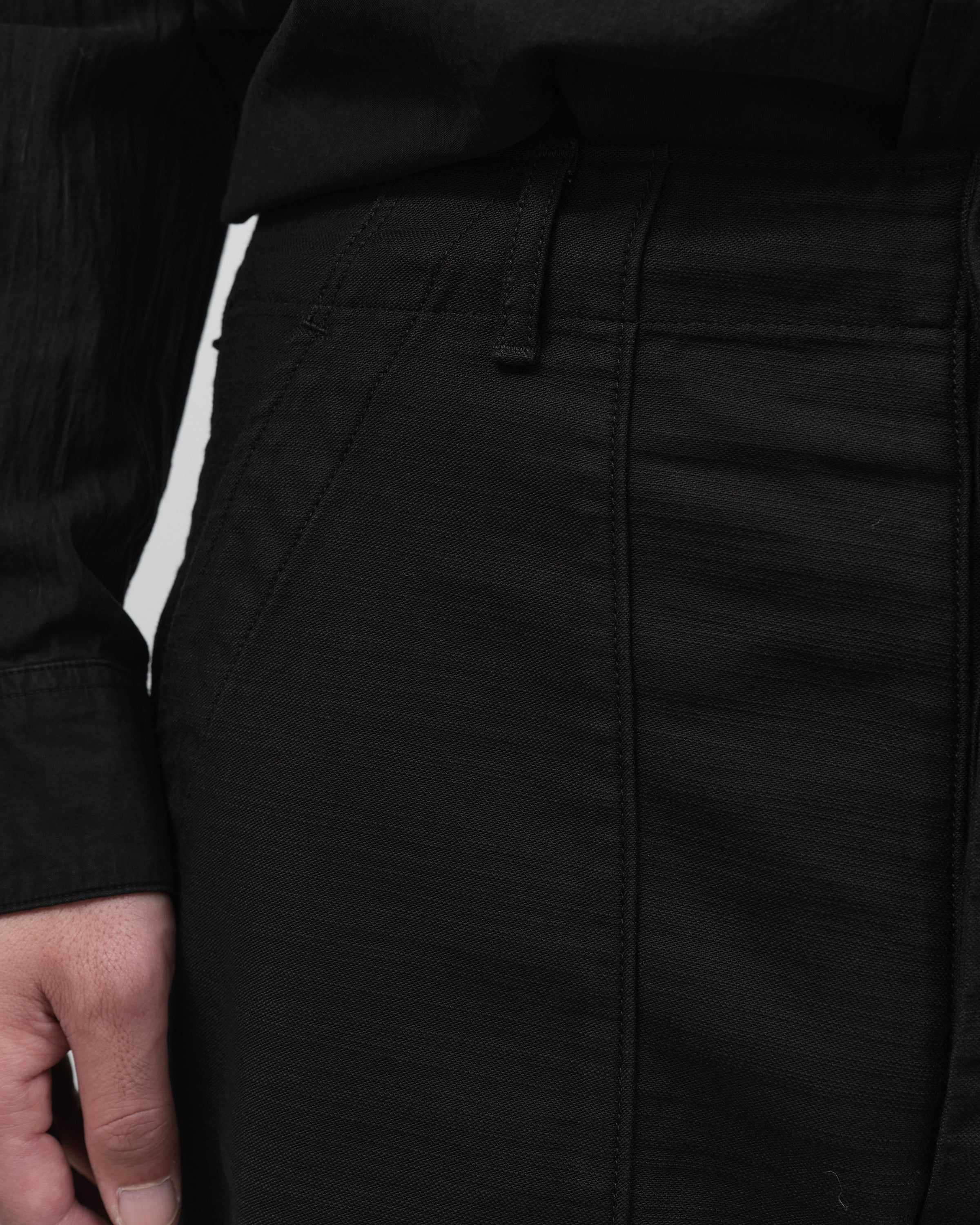 CIOTA Cotton Back Satin Baker Pants(Wide Tapared), Black