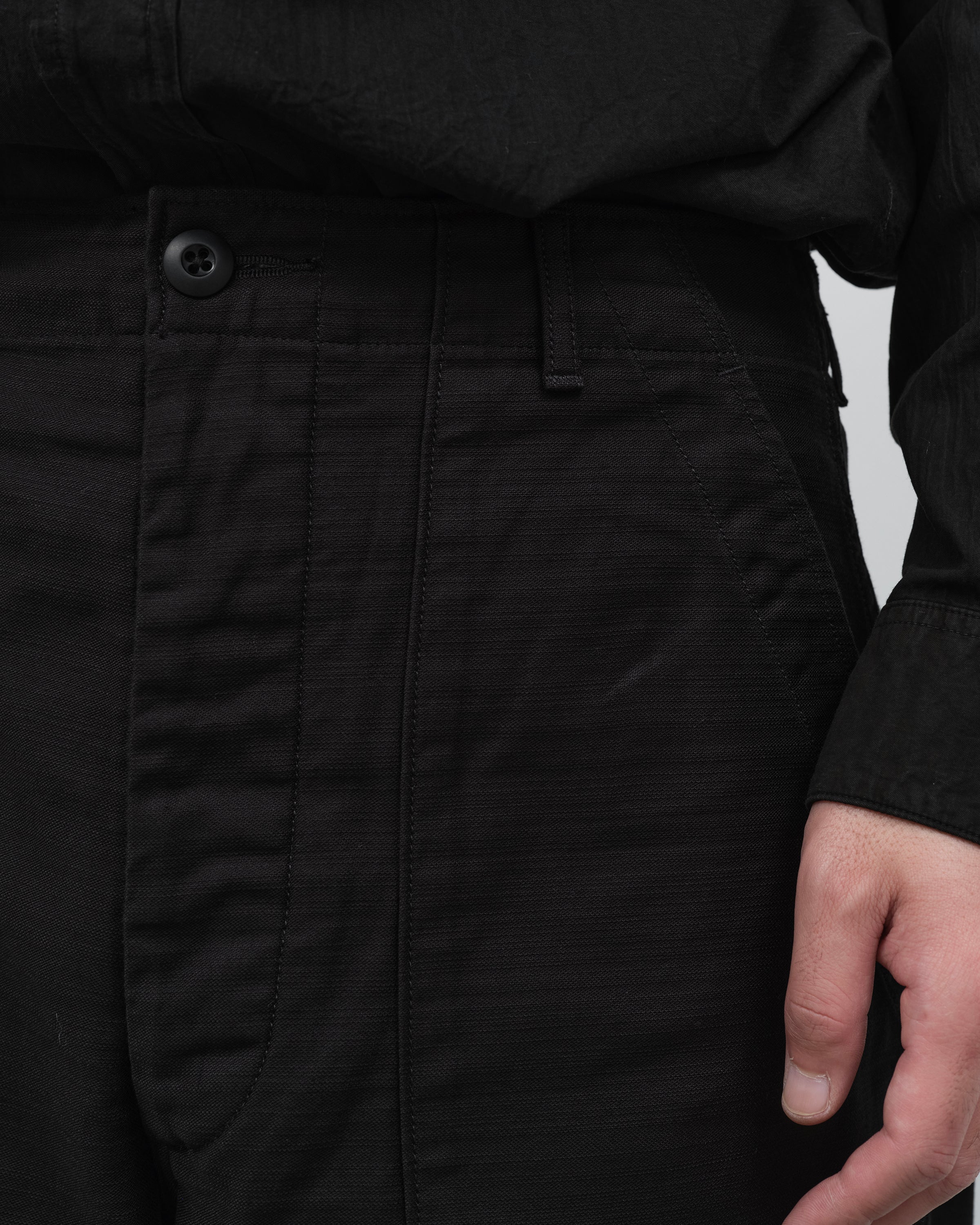 CIOTA Cotton Back Satin Baker Pants(Wide Tapared), Black