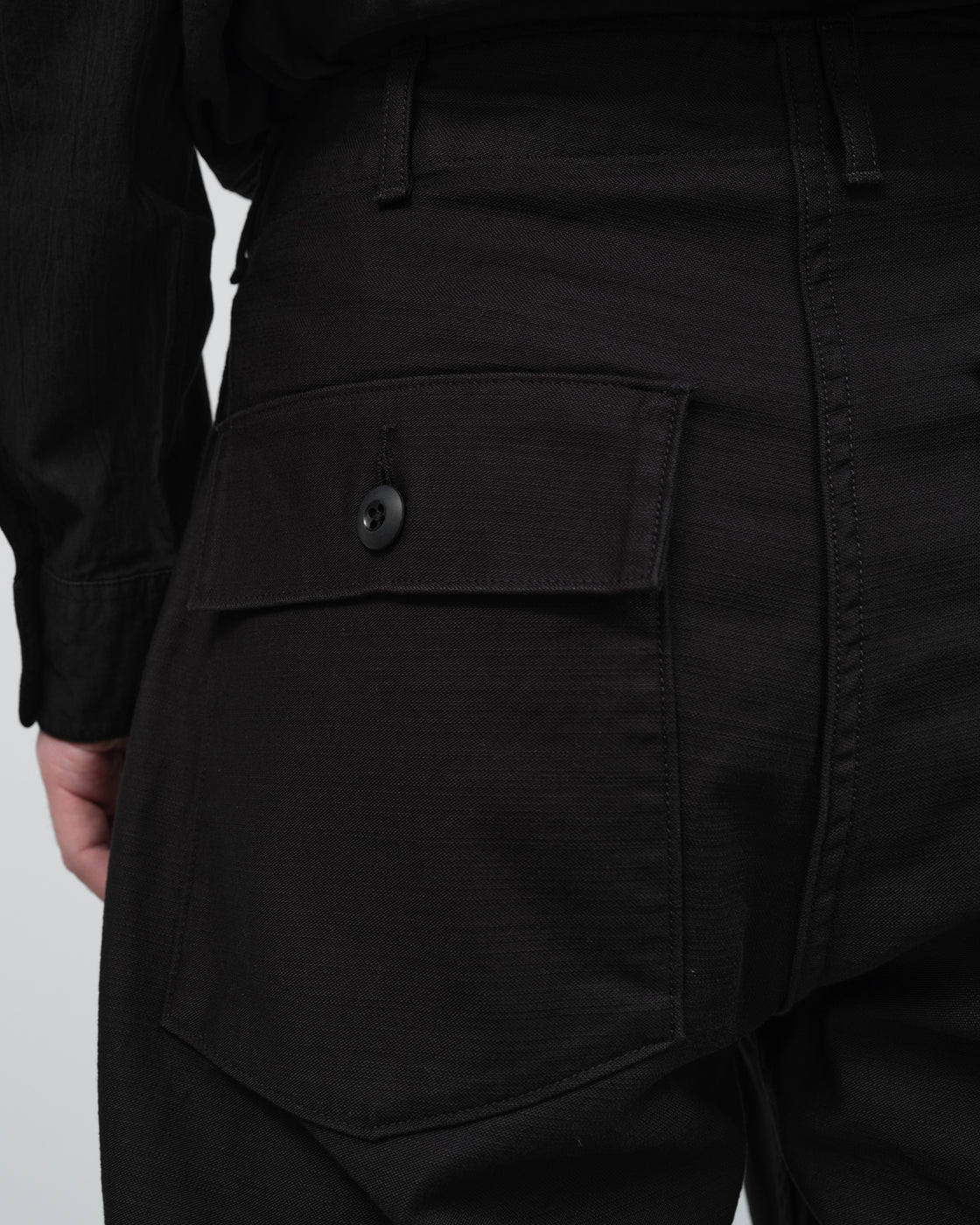 CIOTA Cotton Back Satin Baker Pants(Wide Tapared), Black