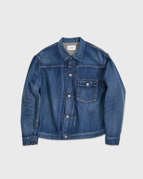 CIOTA New Single Pocket Denim Jacket, Medium Dark Blue