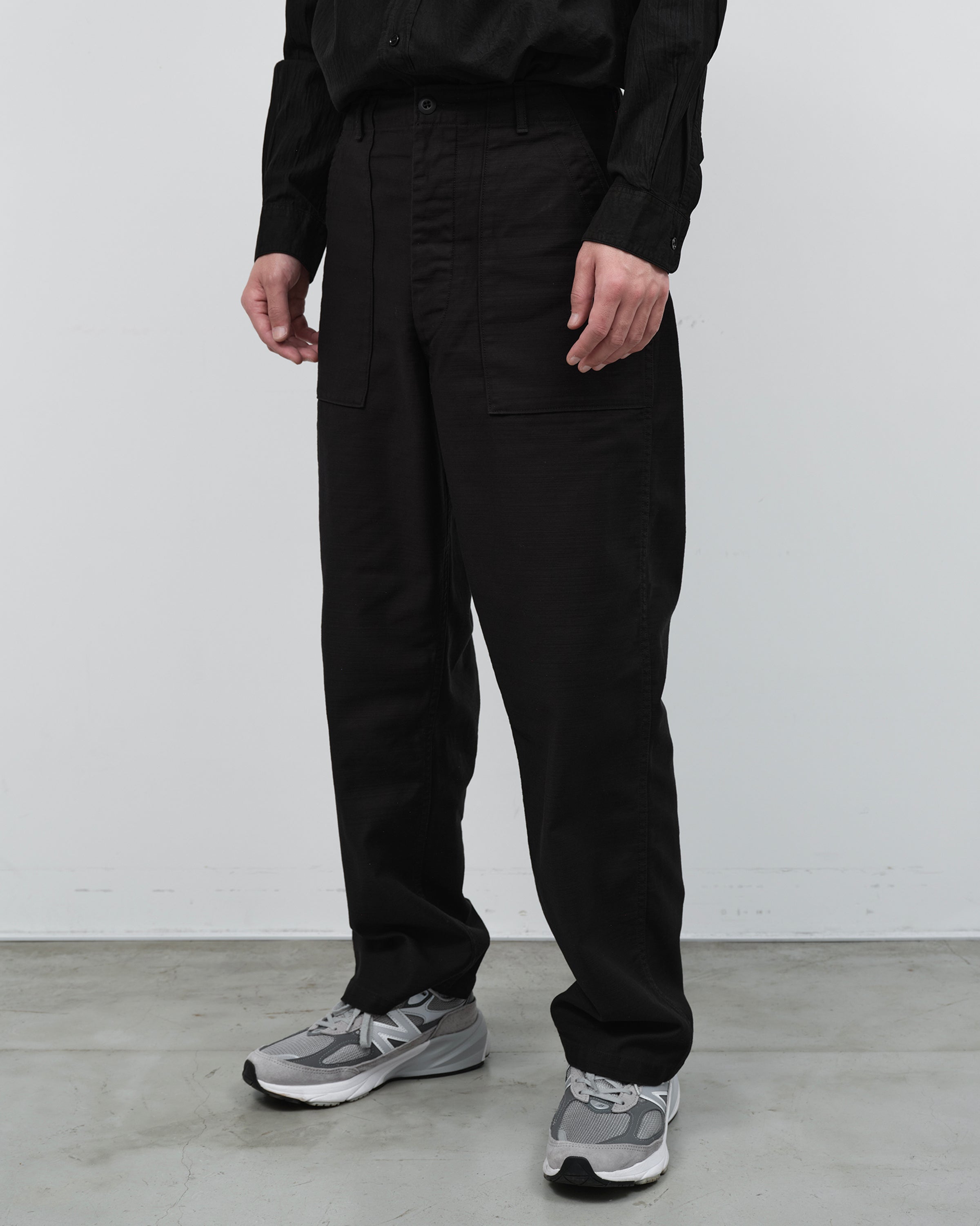 CIOTA Cotton Back Satin Baker Pants(Wide Tapared), Black