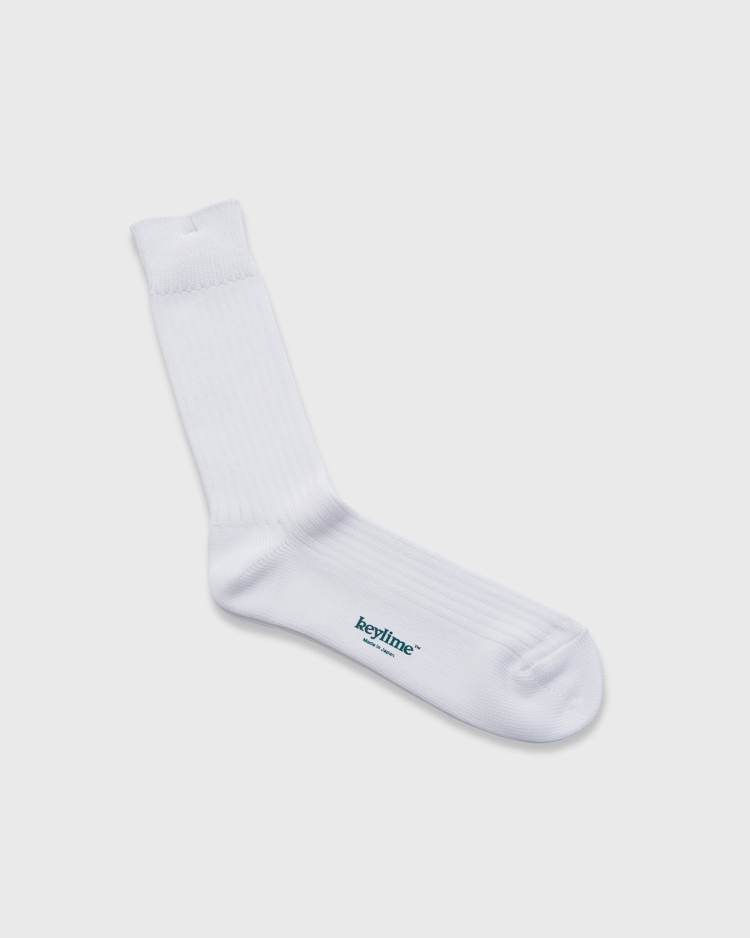 keylime Cotton Rib Socks, White