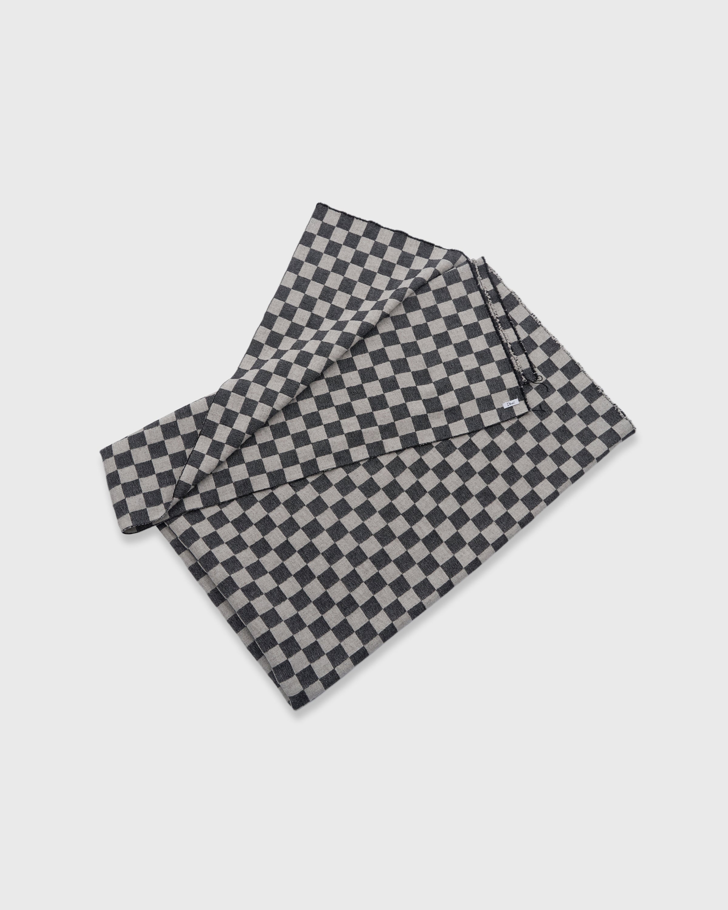 Dhal Checkered Double Cloth Tweed Stole, Black