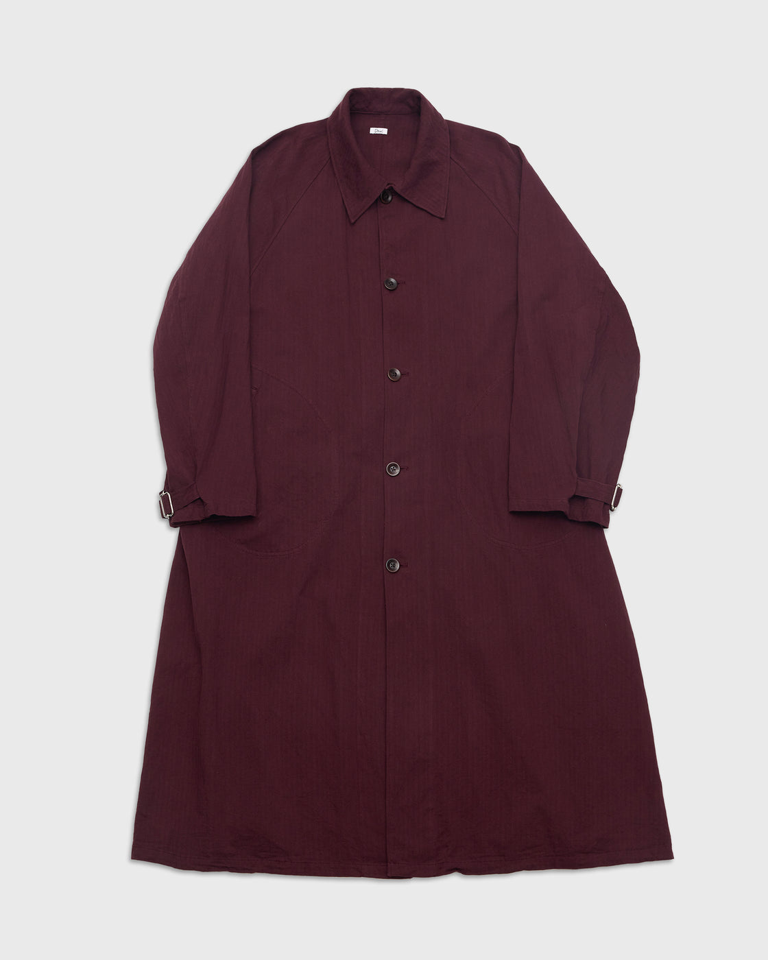 Dhal 1950 German Regular Herringbone Motorcycle Coat, Burgundy