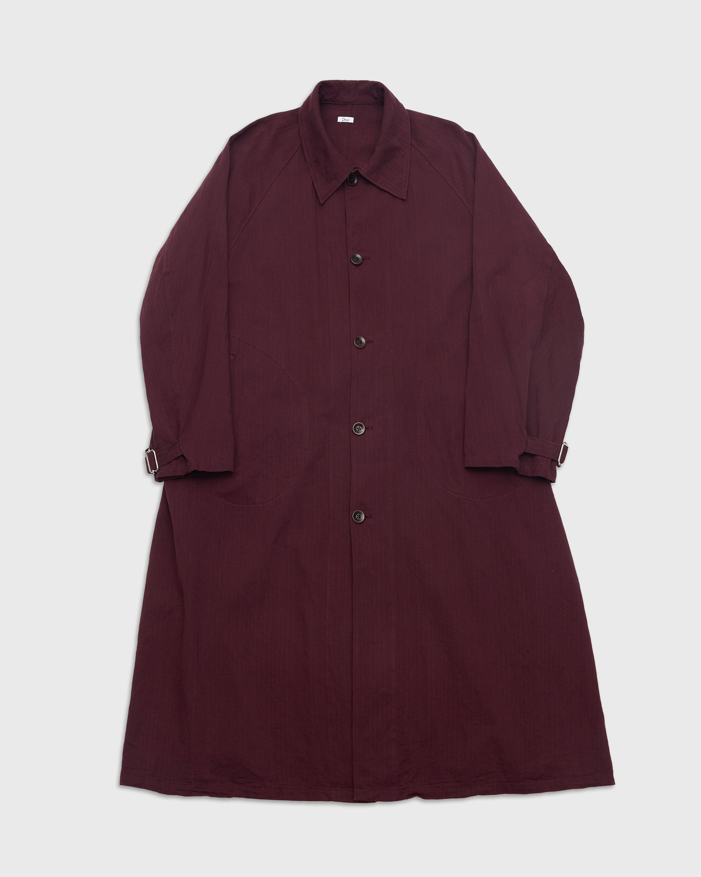 Dhal 1950 German Regular Herringbone Motorcycle Coat, Burgundy