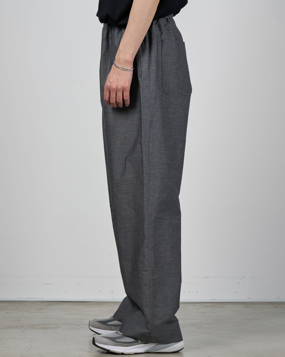 Dhal Cotton Linen Chambray Relax Pants, Navy