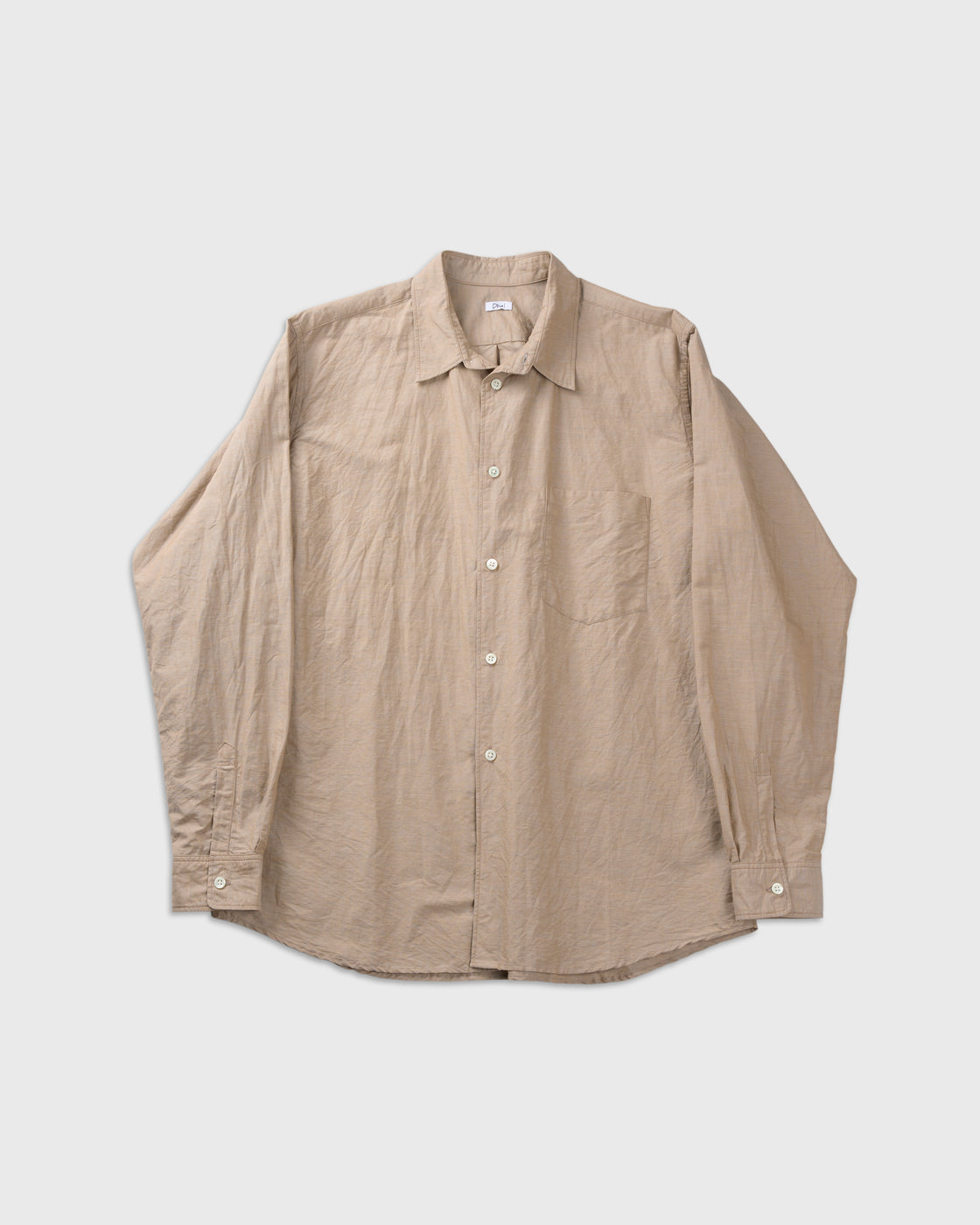 Dhal Cotton Linen Chambray Regular Shirt, Beige