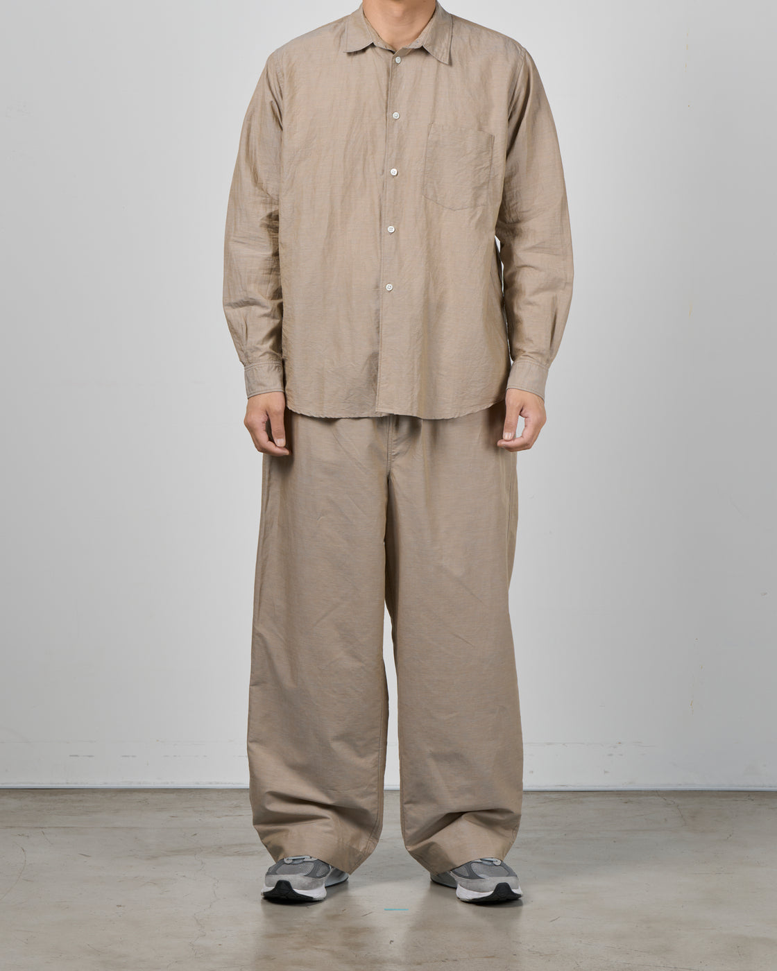 Dhal Cotton Linen Chambray Relax Pants, Beige
