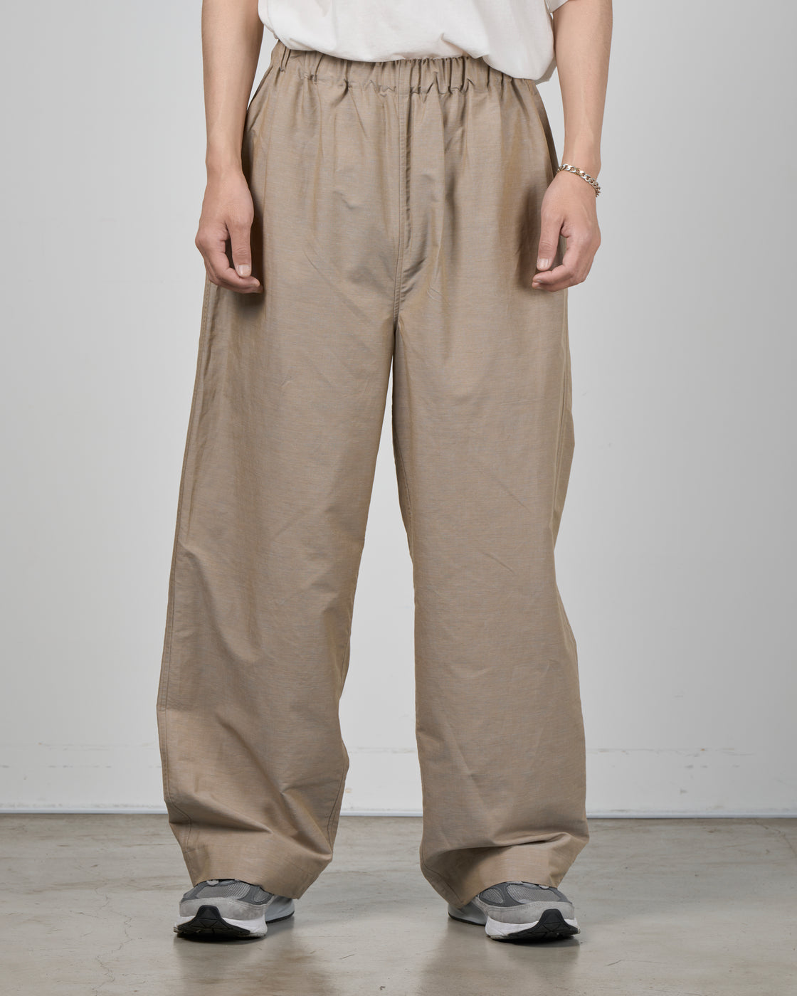 Dhal Cotton Linen Chambray Relax Pants, Beige