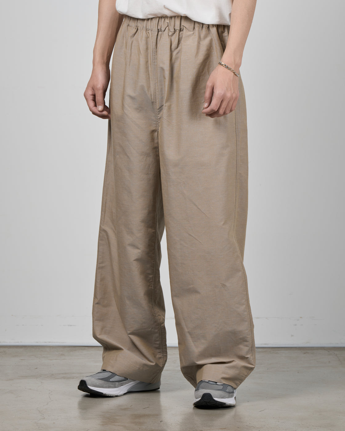 Dhal Cotton Linen Chambray Relax Pants, Beige