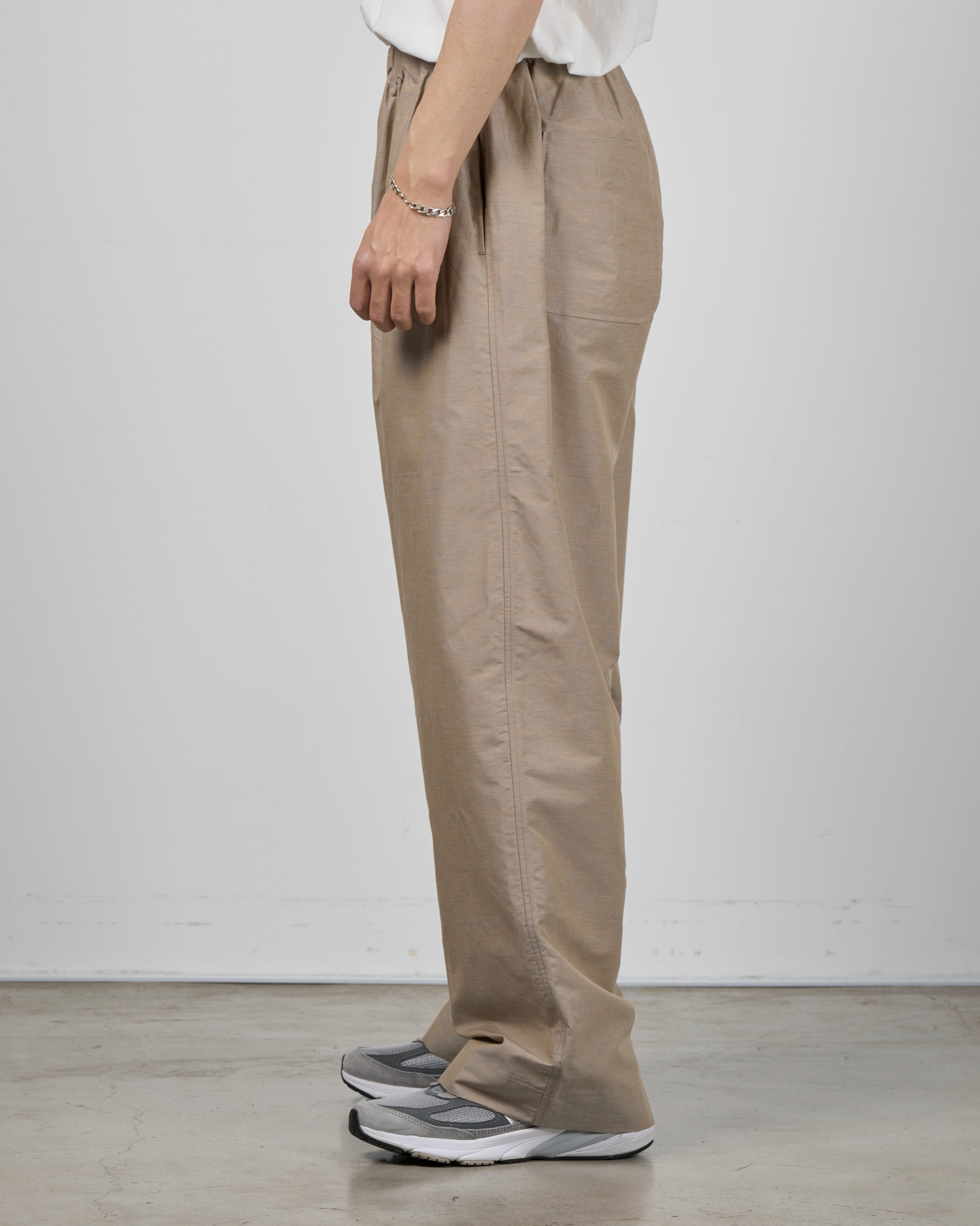 Dhal Cotton Linen Chambray Relax Pants, Beige