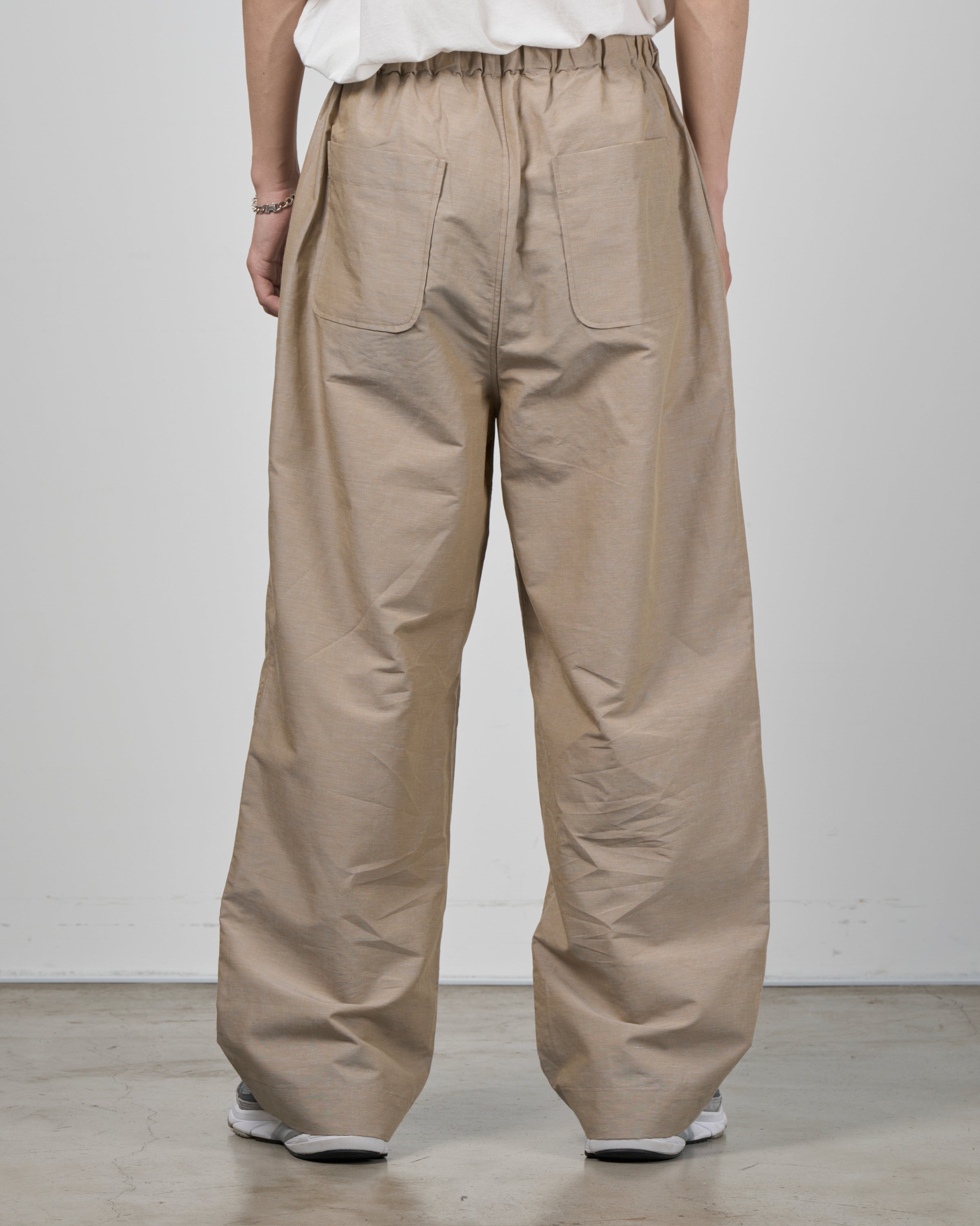 Dhal Cotton Linen Chambray Relax Pants, Beige