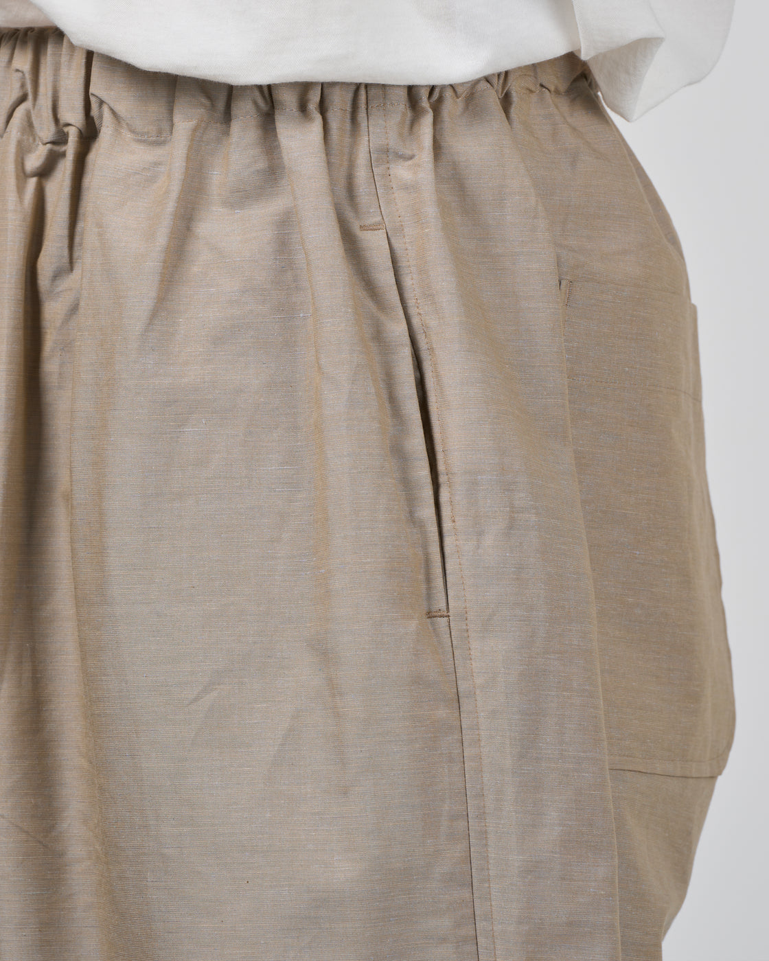 Dhal Cotton Linen Chambray Relax Pants, Beige