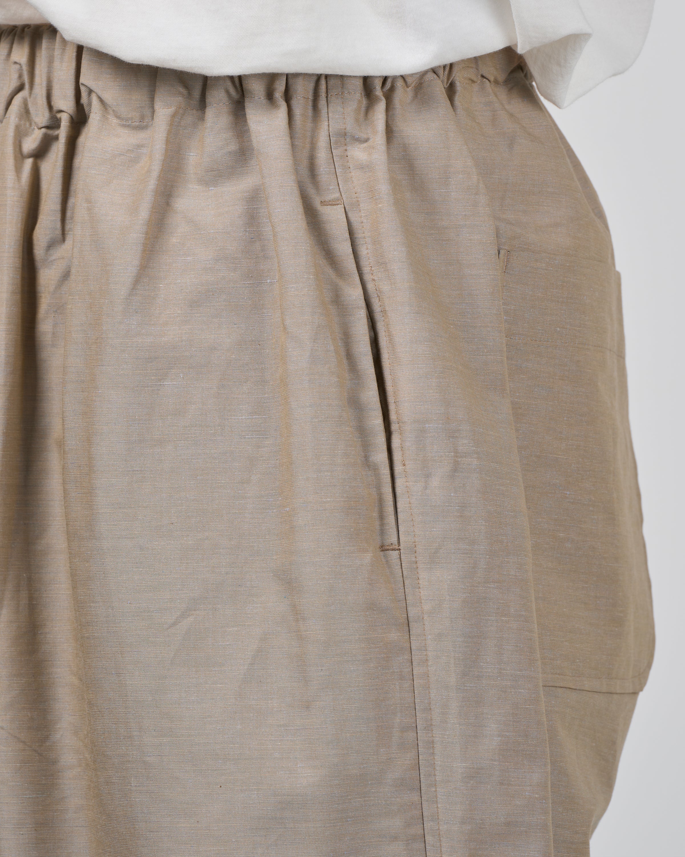Dhal Cotton Linen Chambray Relax Pants, Beige