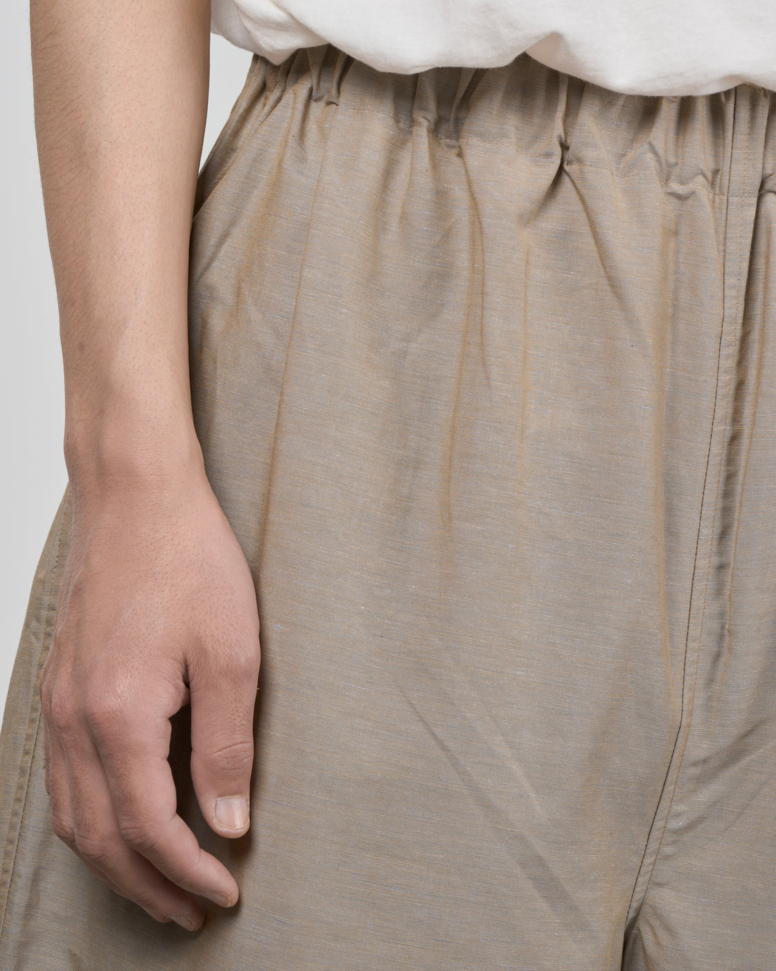 Dhal Cotton Linen Chambray Relax Pants, Beige