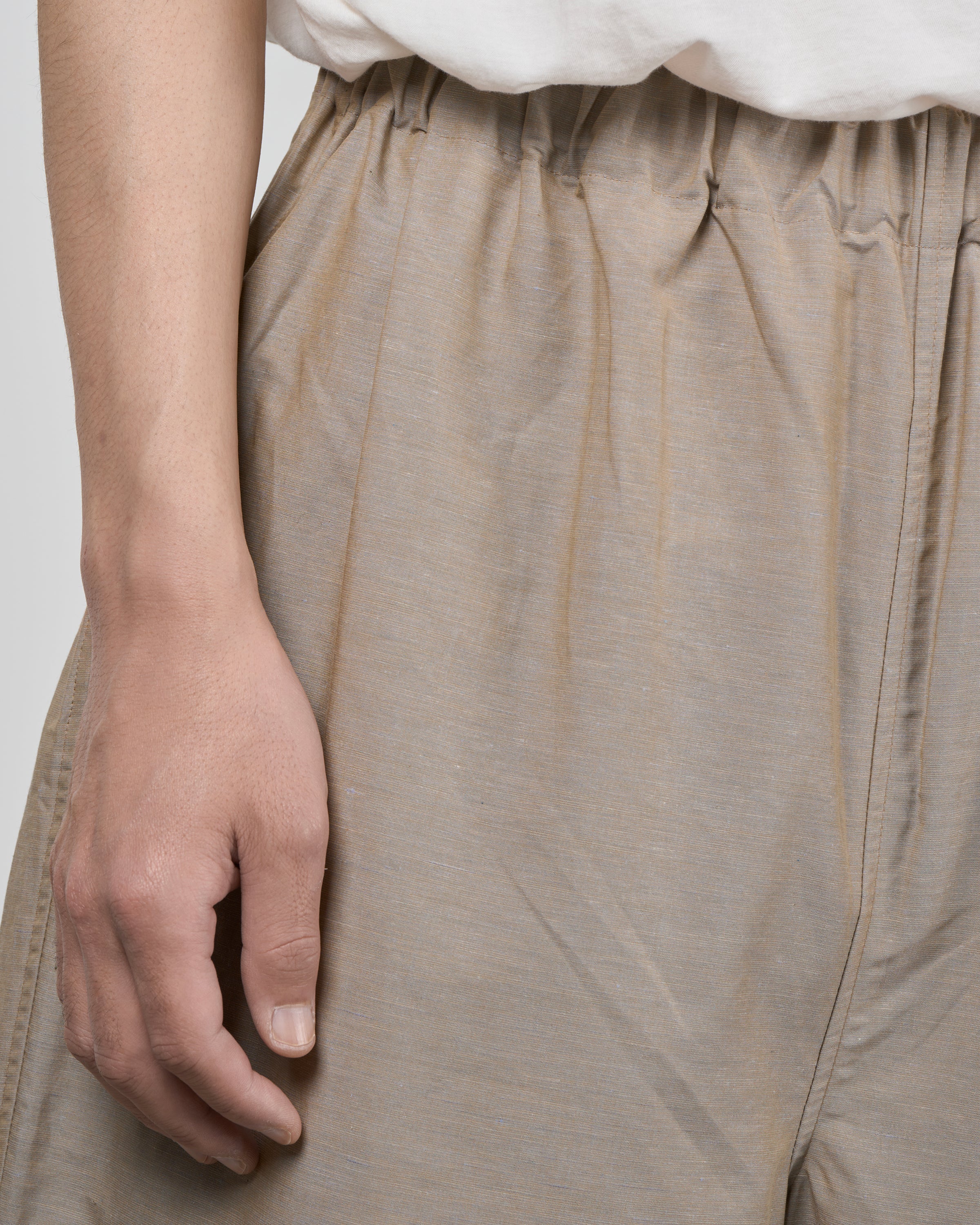 Dhal Cotton Linen Chambray Relax Pants, Beige